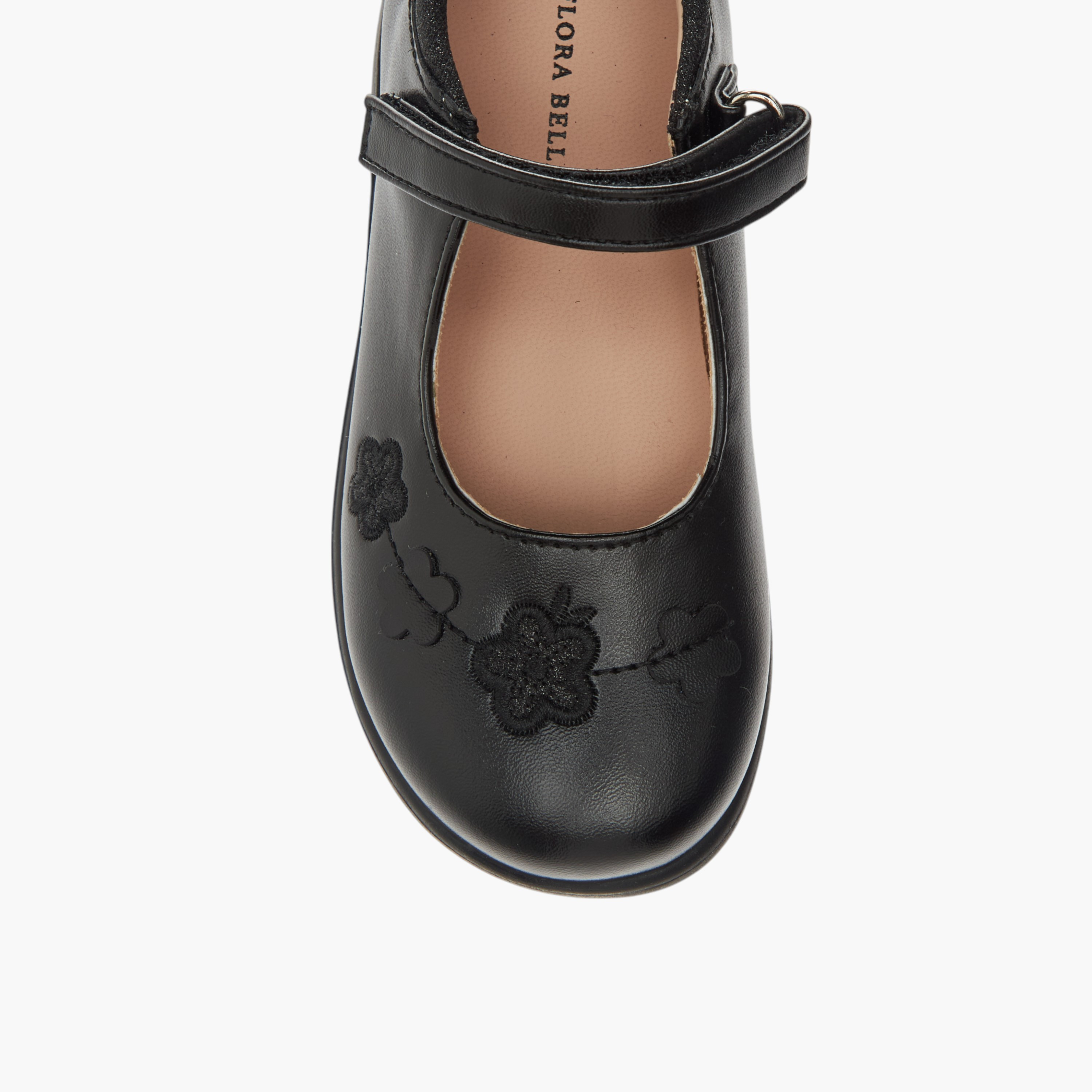 Flora Bella Embroidered School Shoes with Hook and Loop Closure-girls-shoes-maryjanes-image-4