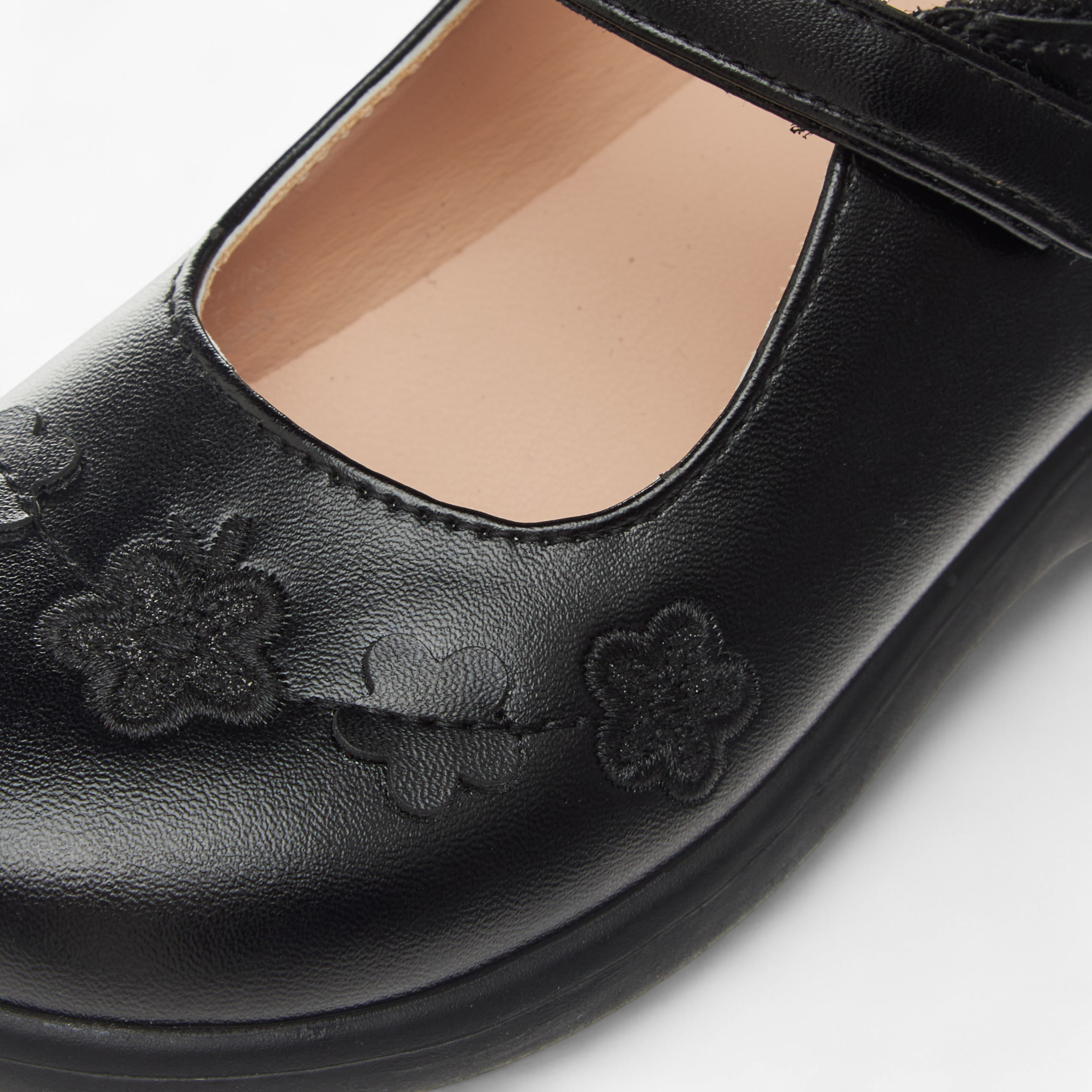 Flora Bella Embroidered School Shoes with Hook and Loop Closure-girls-shoes-maryjanes-image-6