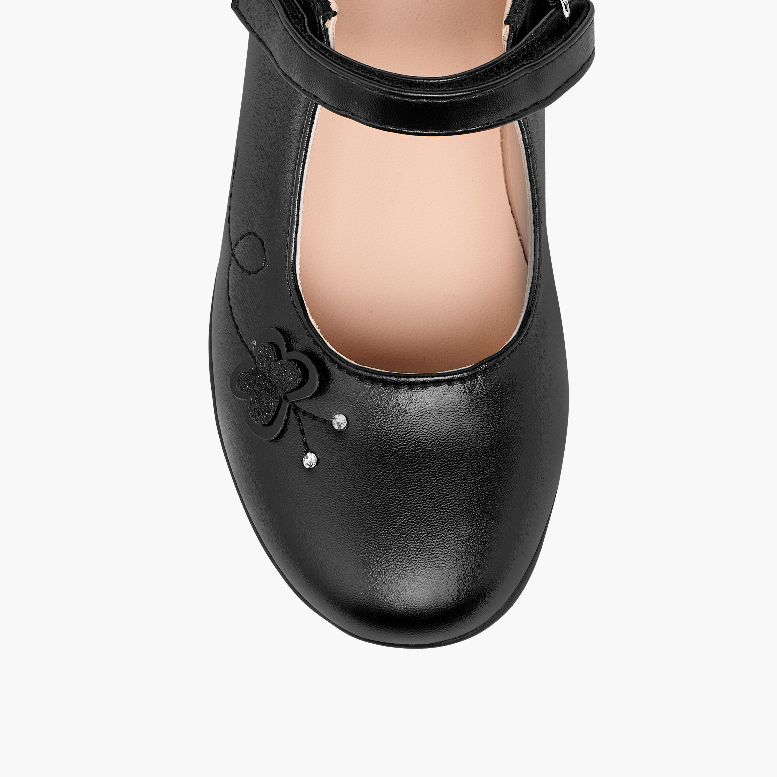 Flora Bella Floral Applique Mary Jane School Shoes with Hook and Loop Closure-girls-shoes-schoolshoes-image-4