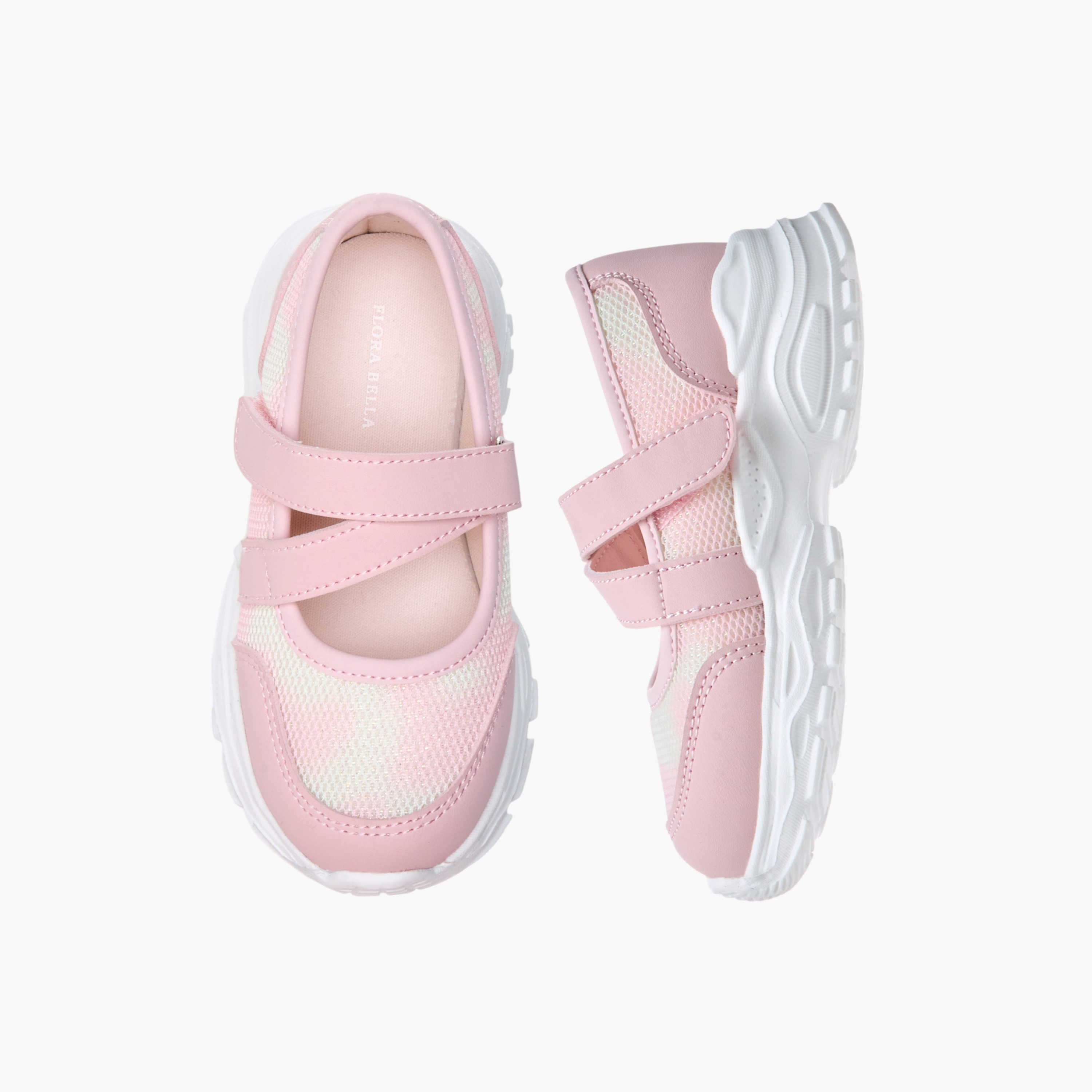 Flora Bella Textured Mary Jane Shoes with Hook and Loop Closure-girls-shoes-sneakers-image-1