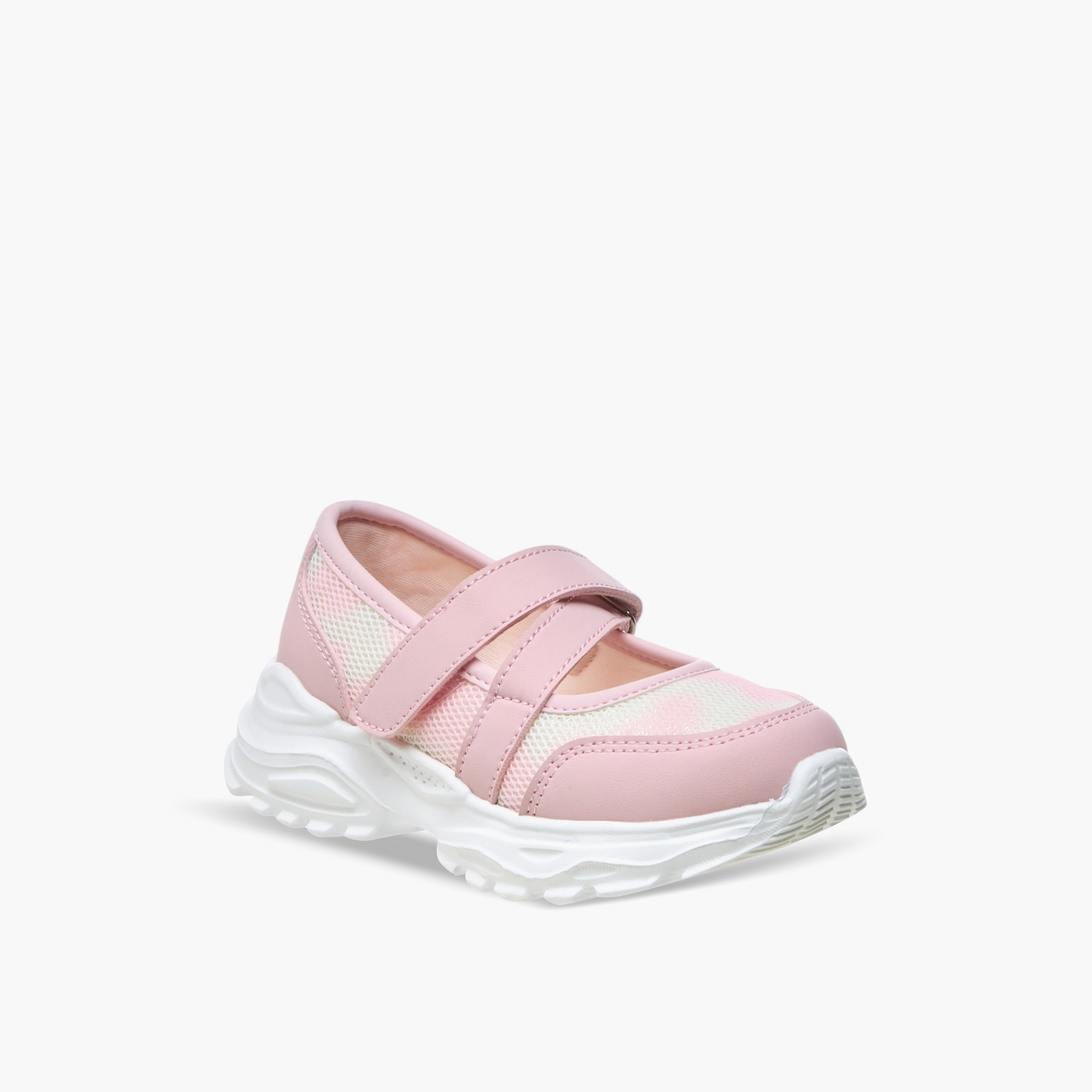 Flora Bella Textured Mary Jane Shoes with Hook and Loop Closure-girls-shoes-sneakers-image-2