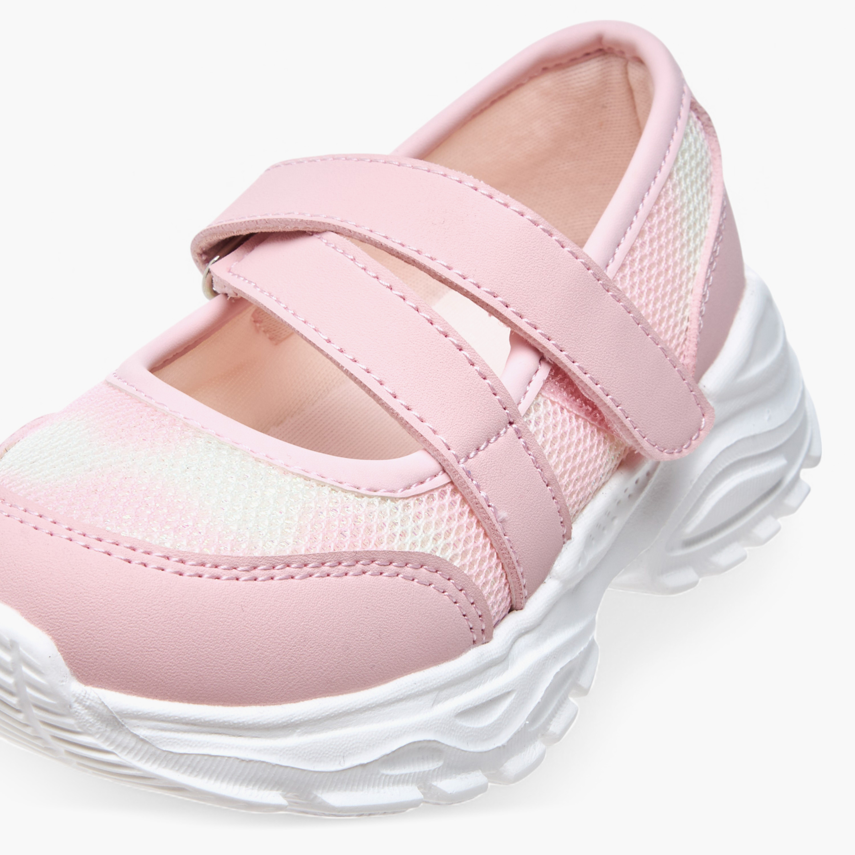 Flora Bella Textured Mary Jane Shoes with Hook and Loop Closure-girls-shoes-sneakers-image-4