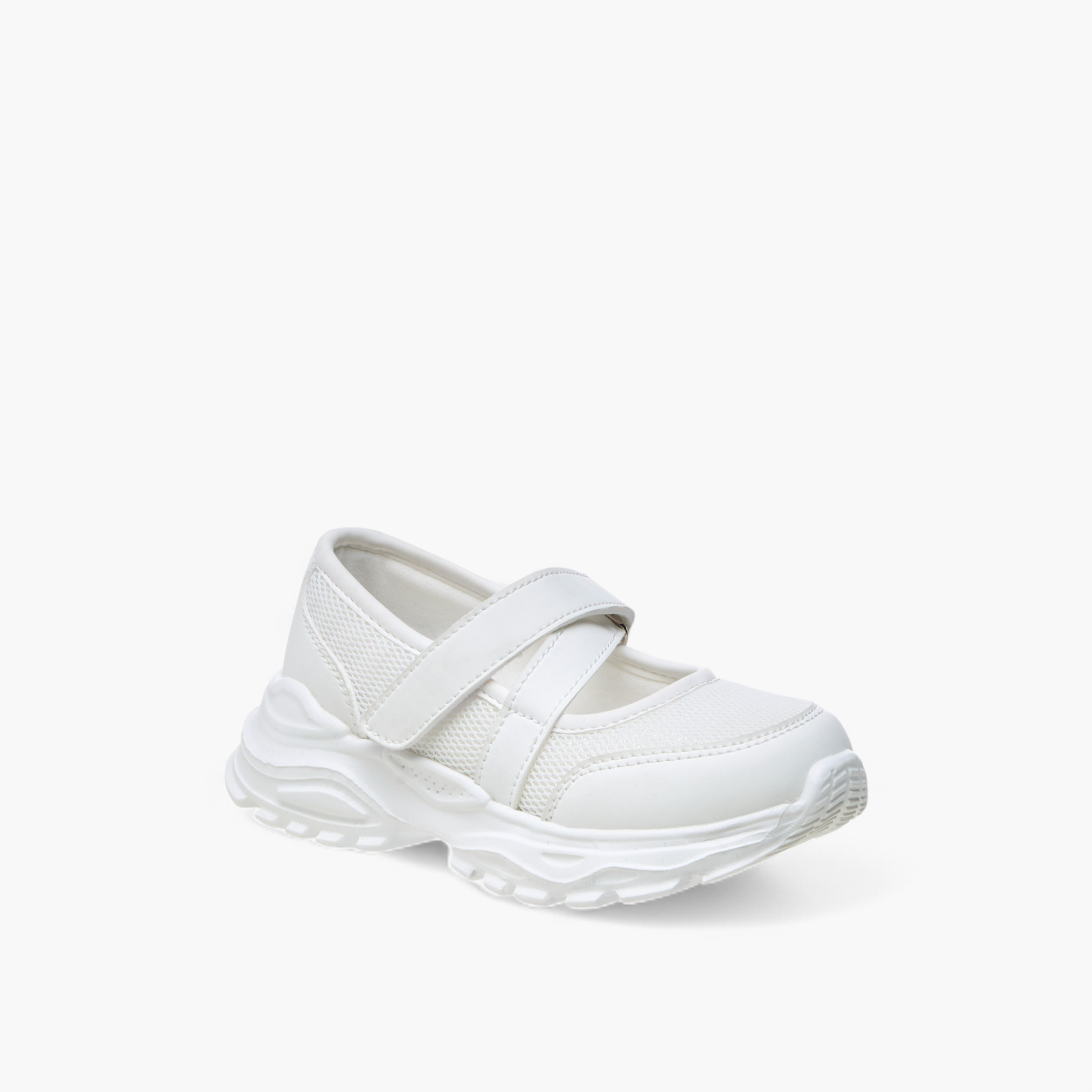 Flora Bella Textured Mary Jane Shoes with Hook and Loop Closure-girls-shoes-sneakers-image-2