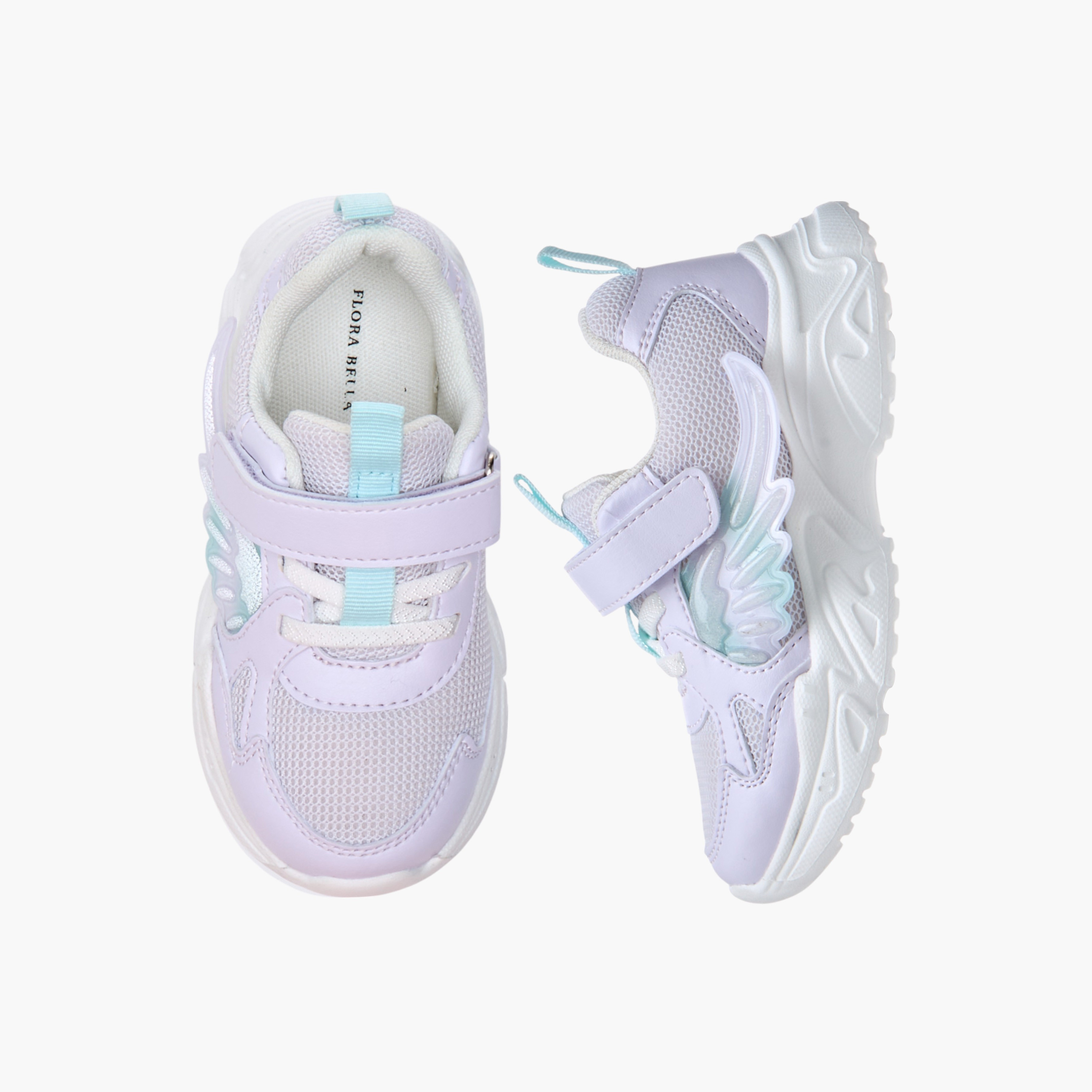 Flora Bella Panelled Sneakers with Hook and Loop Closure-girls-shoes-sneakers-image-1