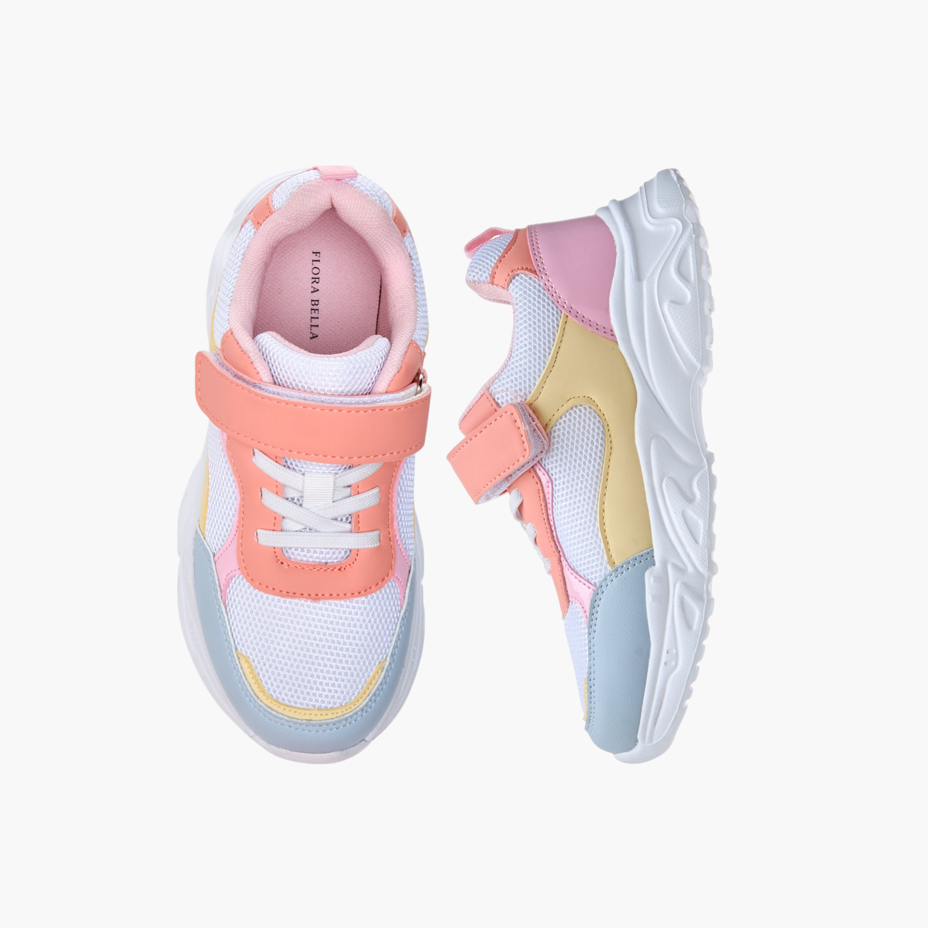حذاء سنيكرز بقوالب ملونة وشريط إغلاق من فلورا بيلا-girls-shoes-sneakers-image-1