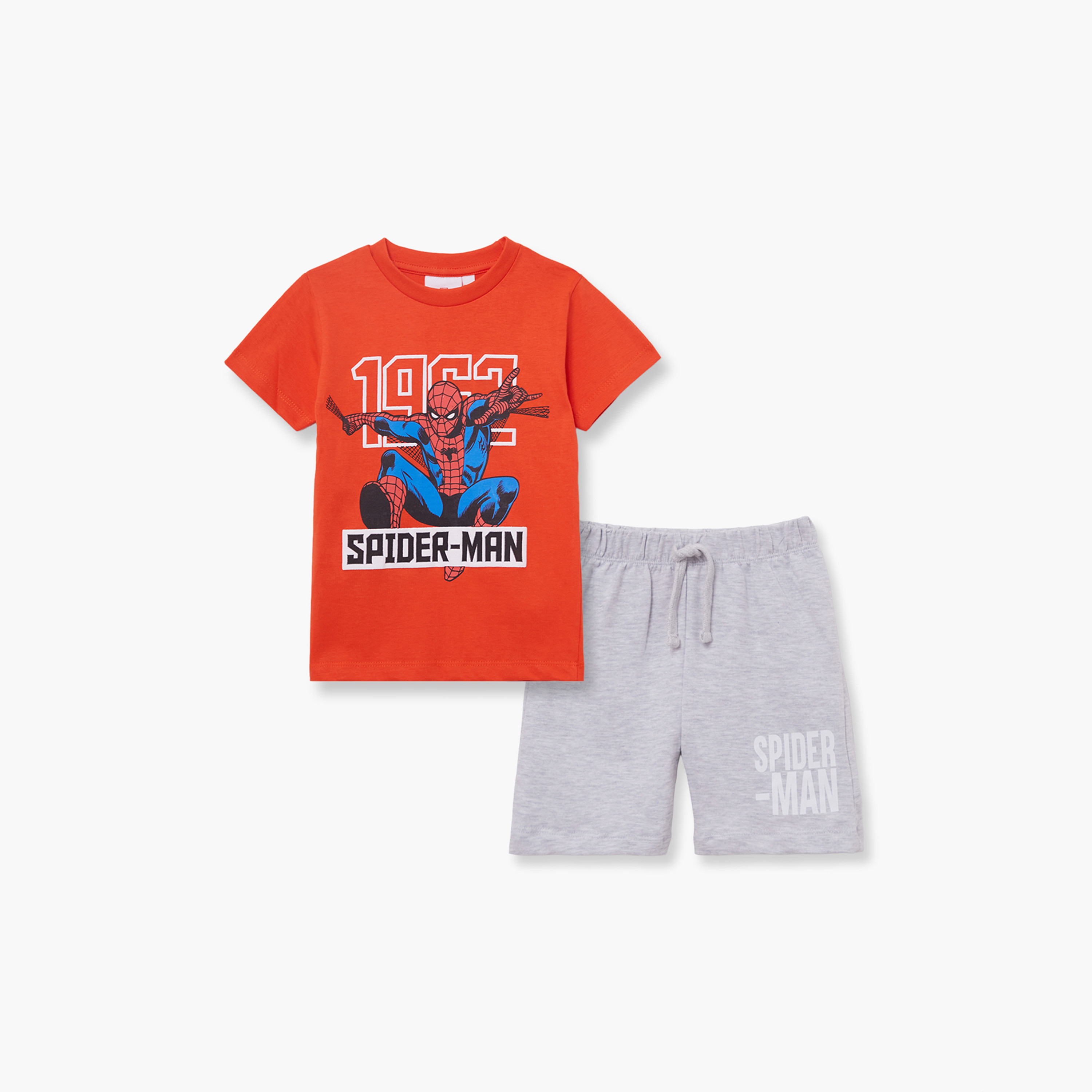 طقم تيشيرت وشورت قطني بطبعة سبايدرمان-boys-clothing-setsandcoords-image-2