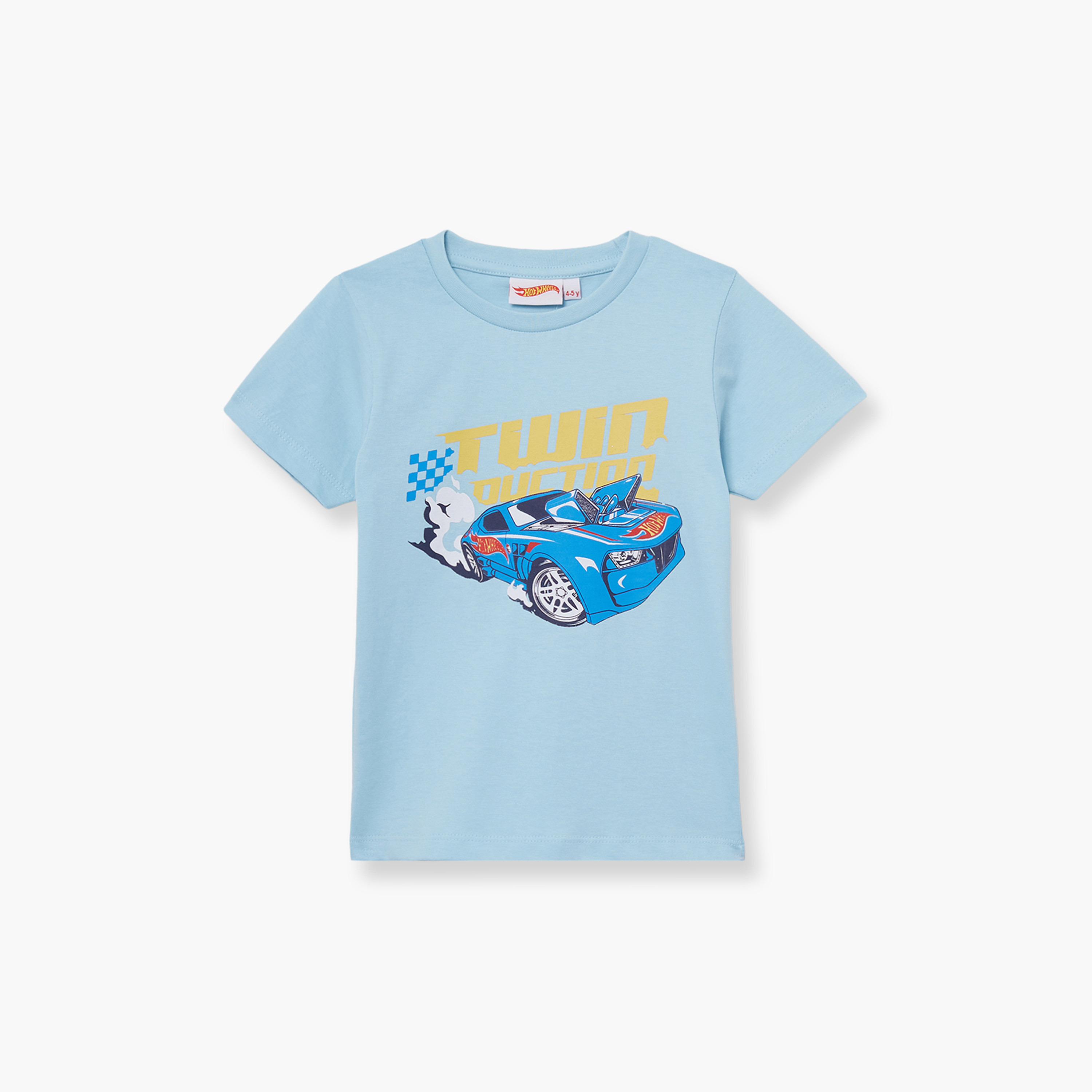 Hot Wheels Printed Cotton T-Shirt & Shorts Set-boys-clothing-setsandcoords-image-3
