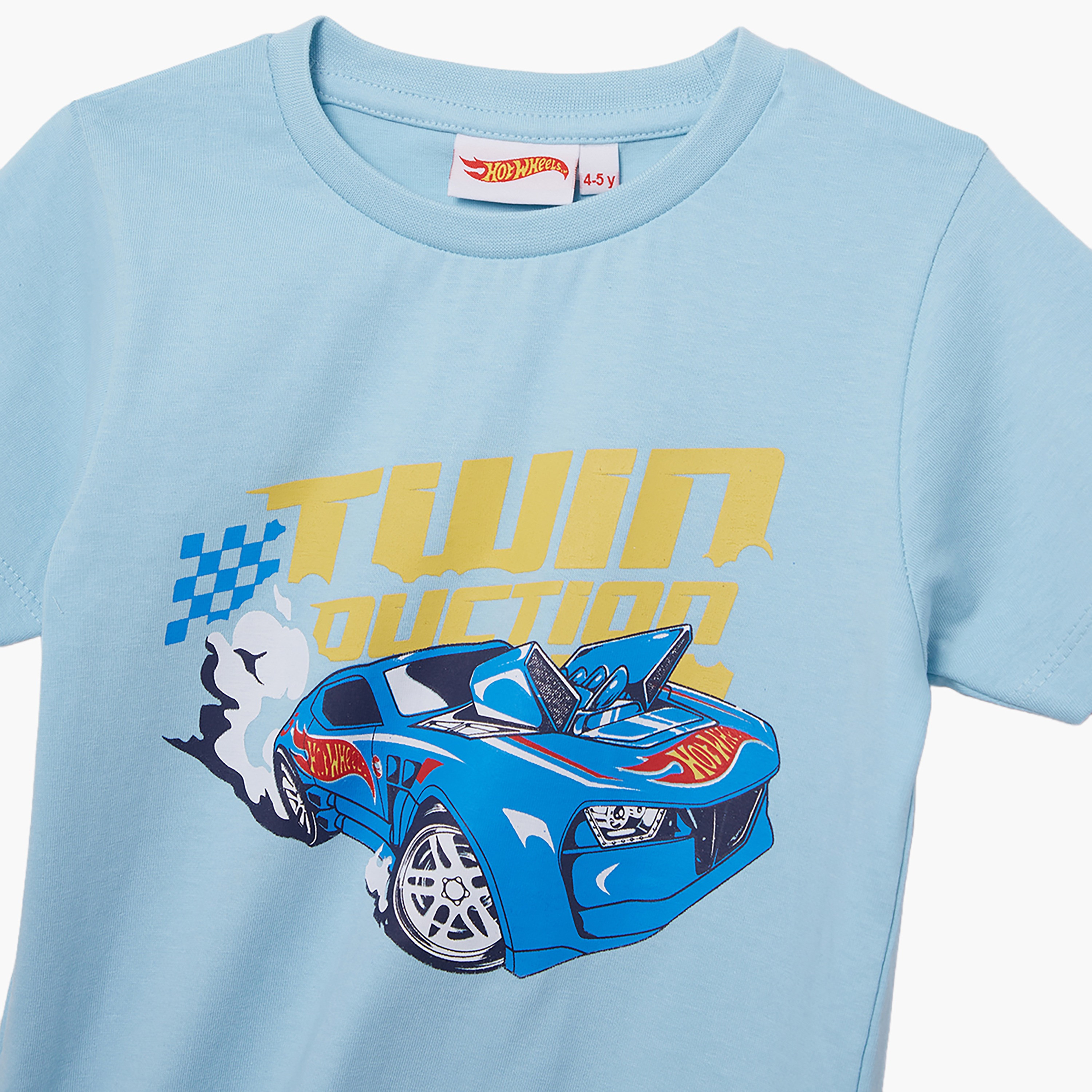 Hot Wheels Printed Cotton T-Shirt & Shorts Set-boys-clothing-setsandcoords-image-5