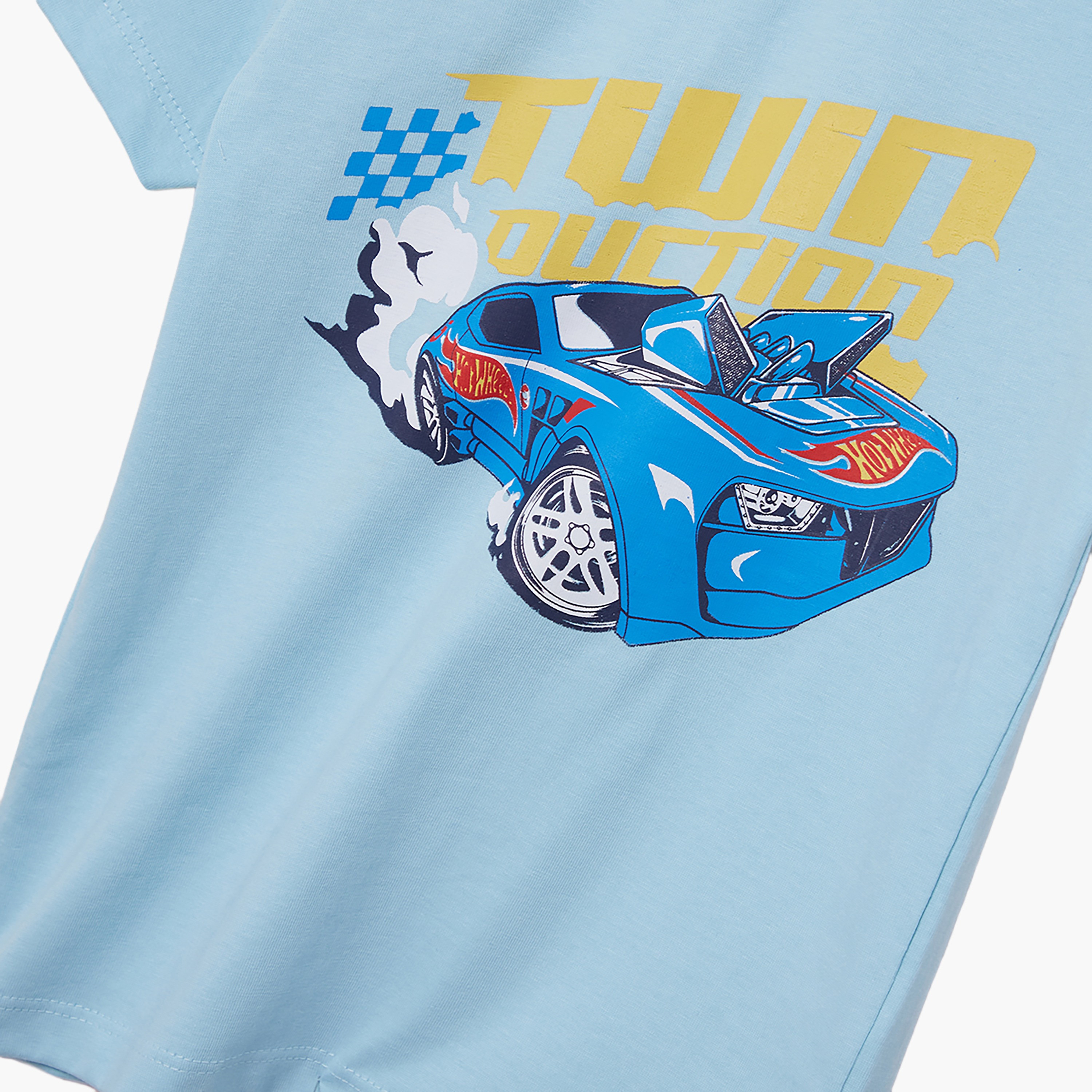 Hot Wheels Printed Cotton T-Shirt & Shorts Set-boys-clothing-setsandcoords-image-6