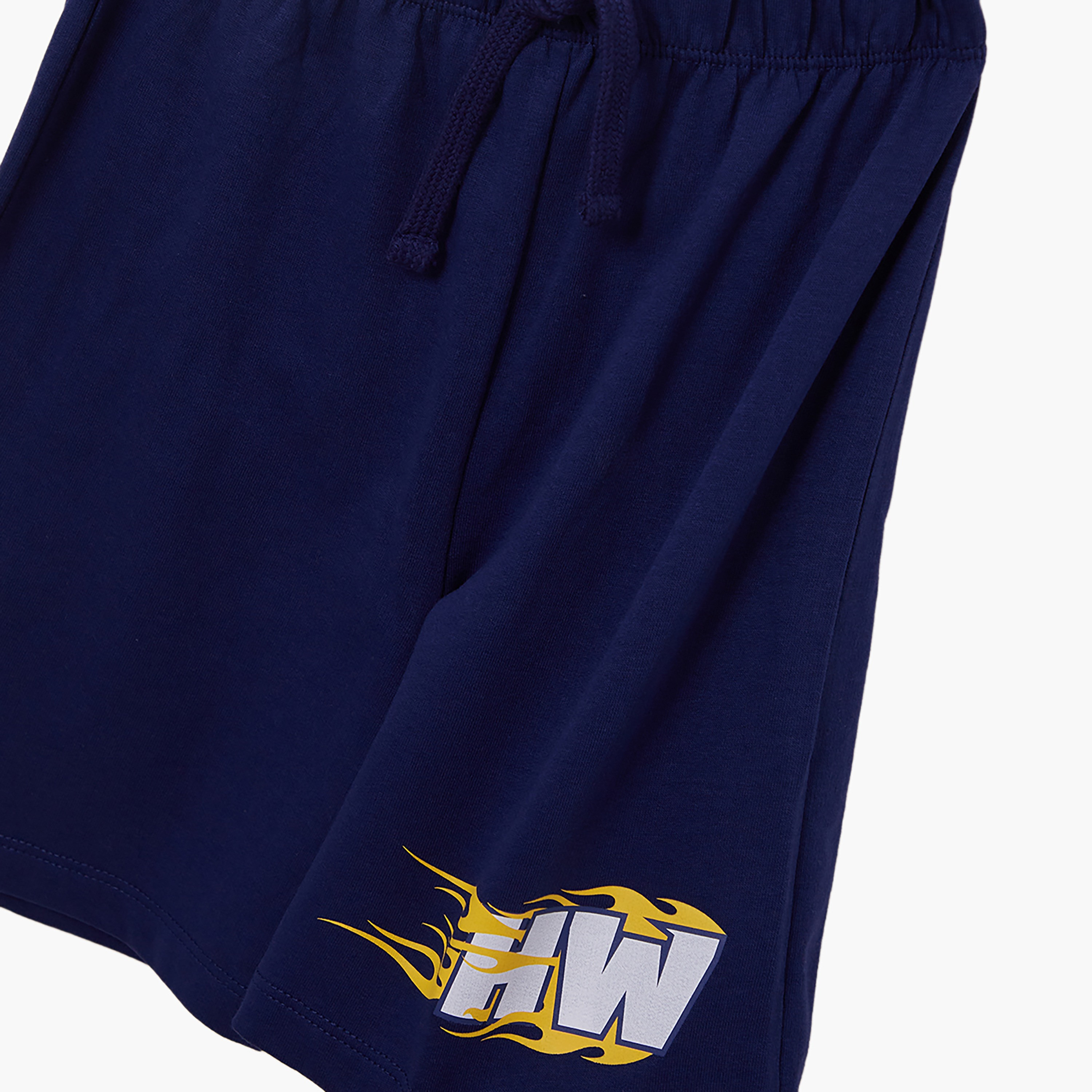 Hot Wheels Printed Cotton T-Shirt & Shorts Set-boys-clothing-setsandcoords-image-7
