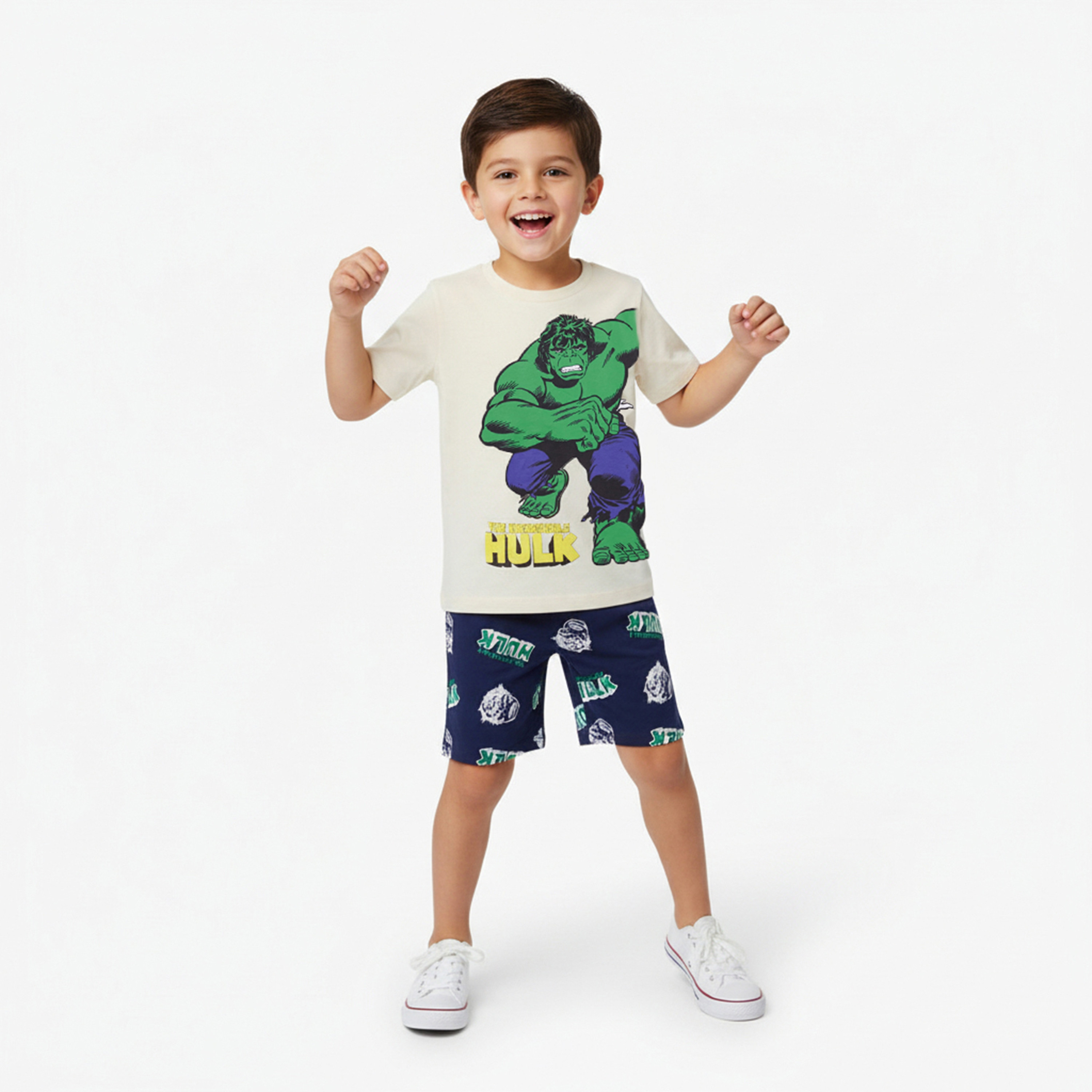 Avengers Printed Cotton T-Shirt & Shorts Set-boys-clothing-setsandcoords-image-1
