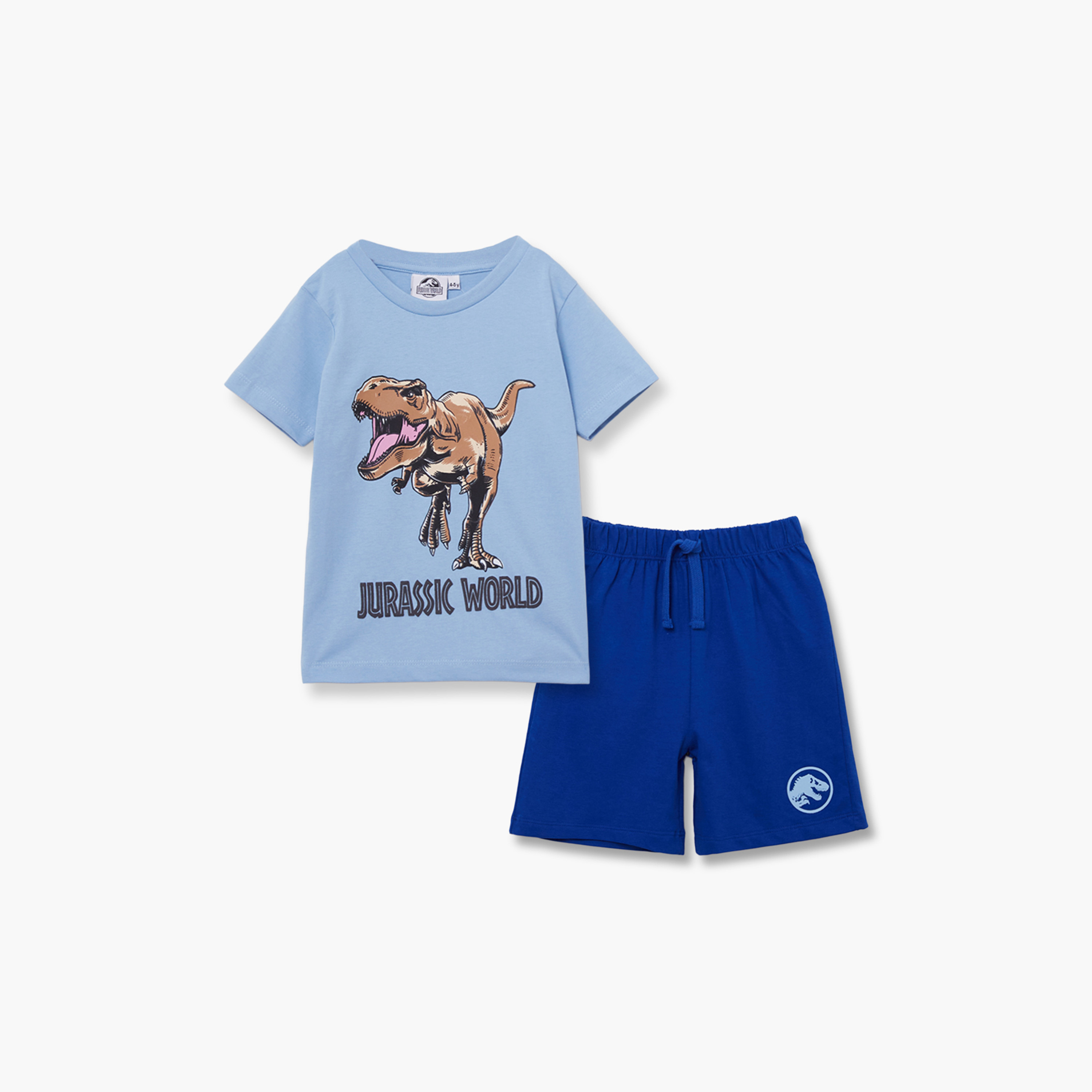 طقم تيشيرت وشورت قطني بطبعة جوراكس بارك-boys-clothing-setsandcoords-image-2