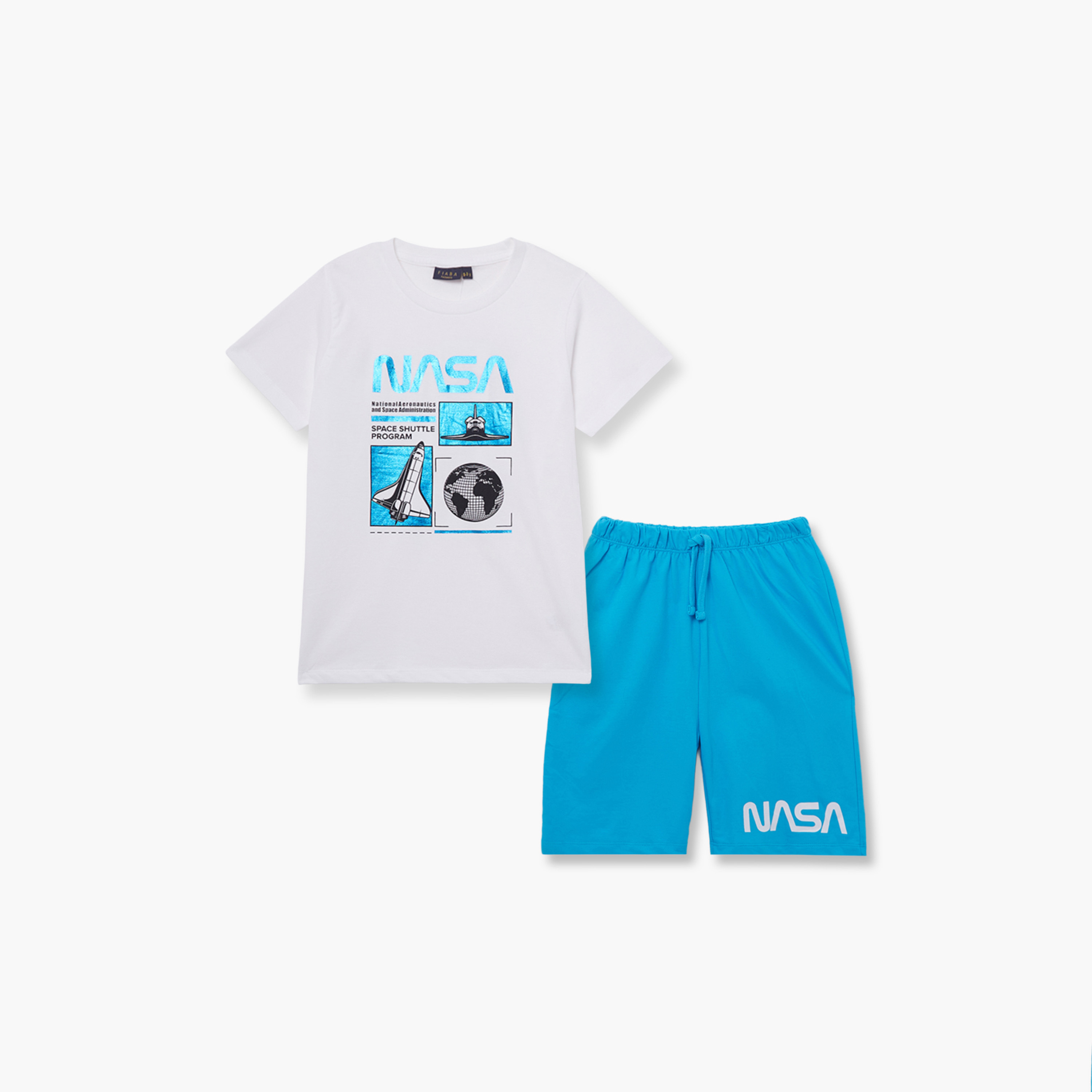 NASA Printed Cotton T-Shirt & Shorts Set-boys-clothing-setsandcoords-image-2