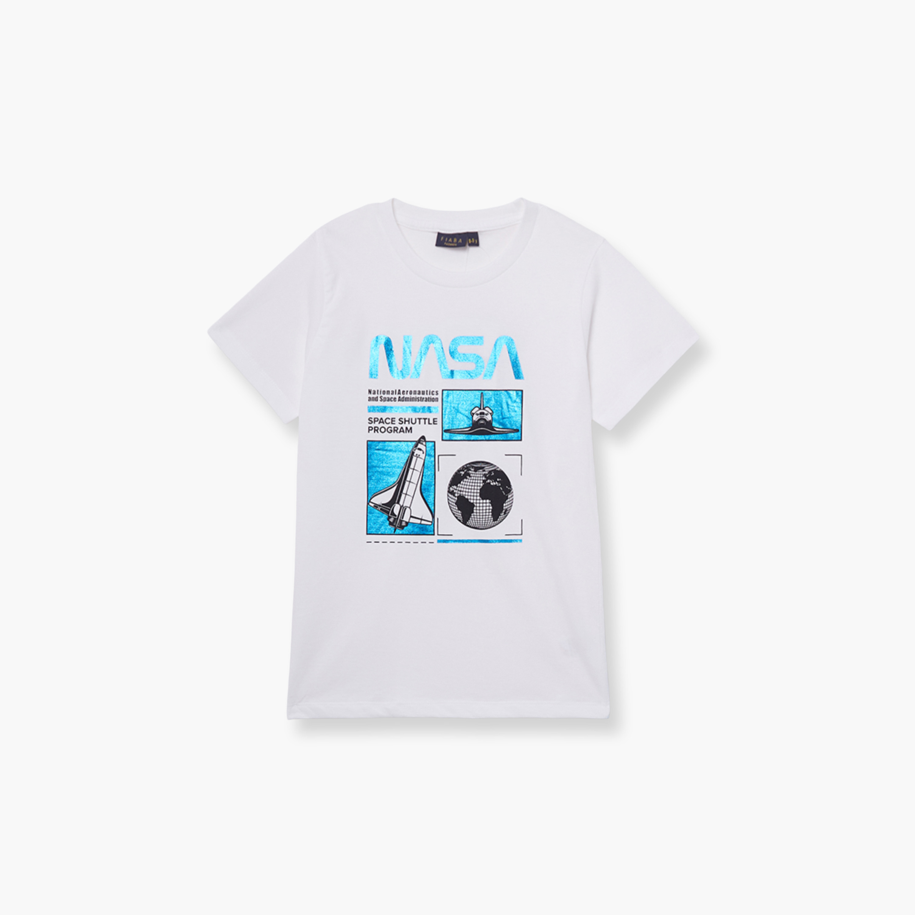 طقم تيشيرت وشورت قطني بطبعة ناسا-boys-clothing-setsandcoords-image-3