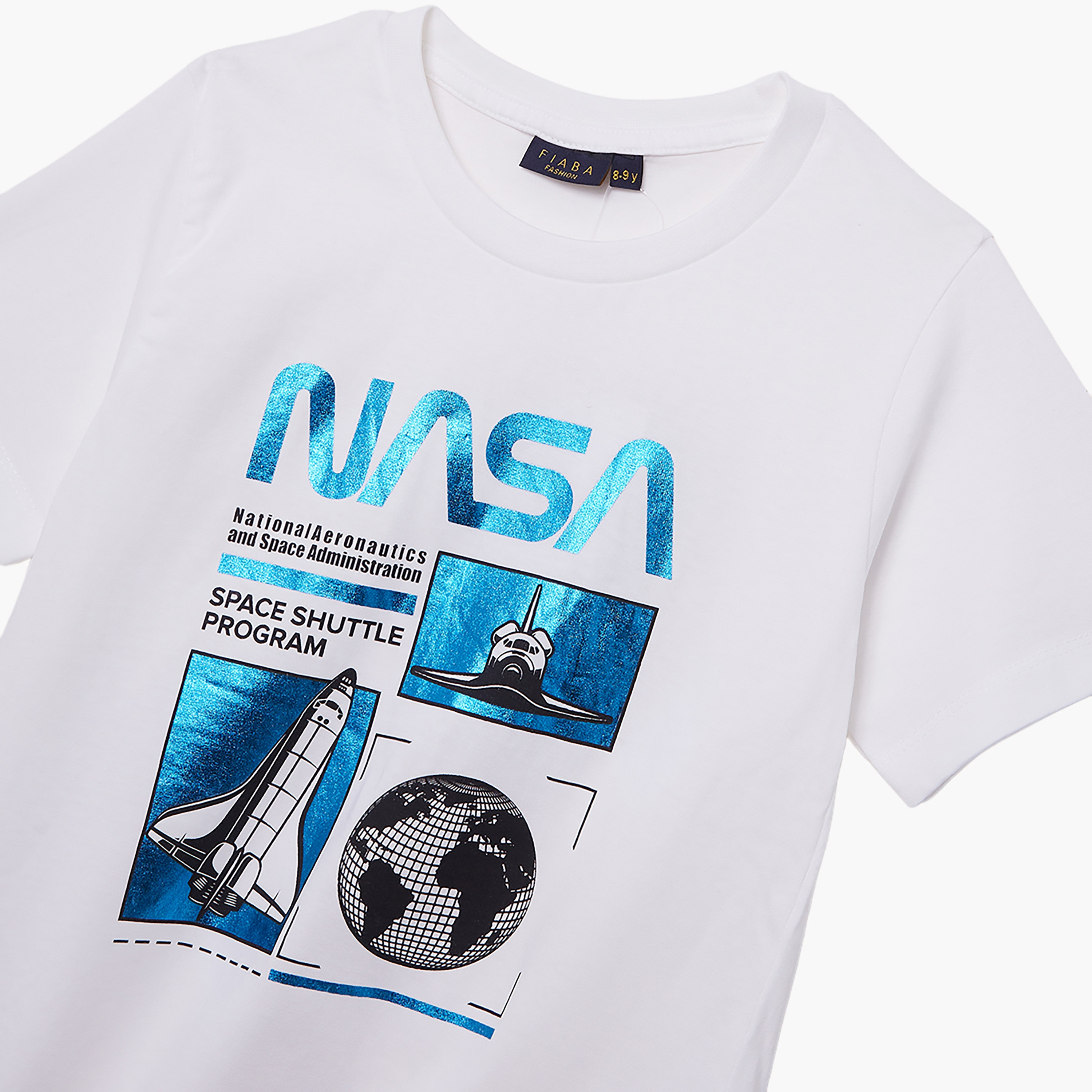 طقم تيشيرت وشورت قطني بطبعة ناسا-boys-clothing-setsandcoords-image-5