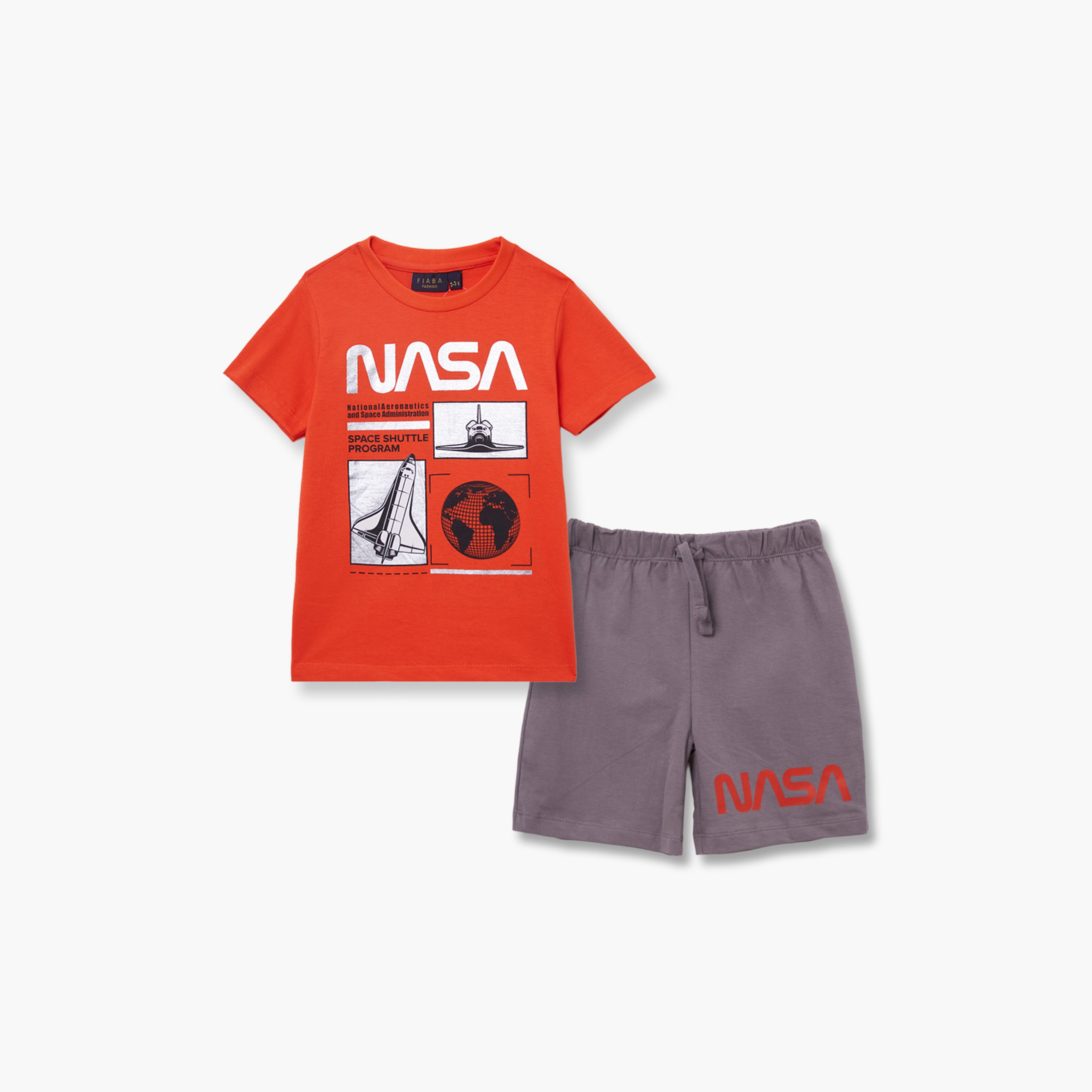 NASA Printed Cotton T-Shirt & Shorts Set-boys-clothing-setsandcoords-image-2