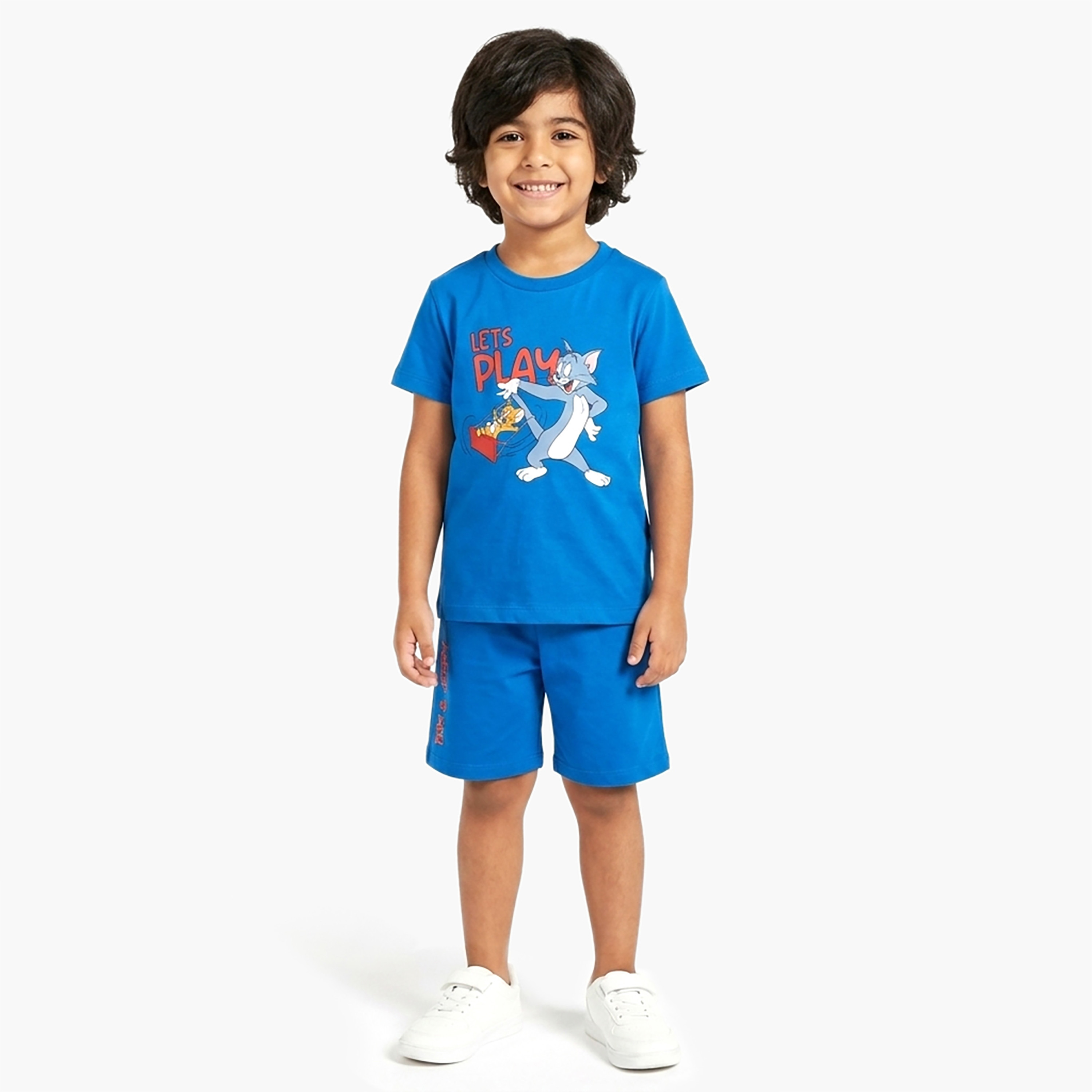 Tom & Jerry Printed Cotton T-Shirt & Shorts Set-boys-clothing-setsandcoords-image-1