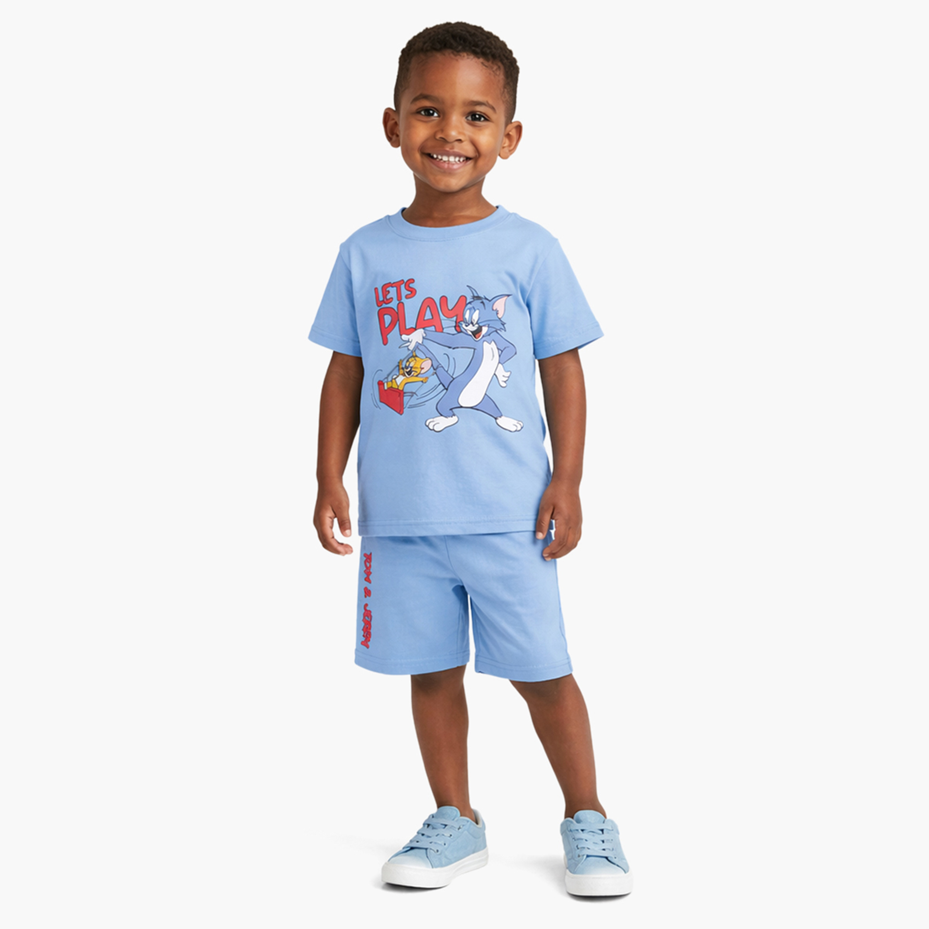 Tom & Jerry Printed Cotton T-Shirt & Shorts Set-boys-clothing-setsandcoords-image-1