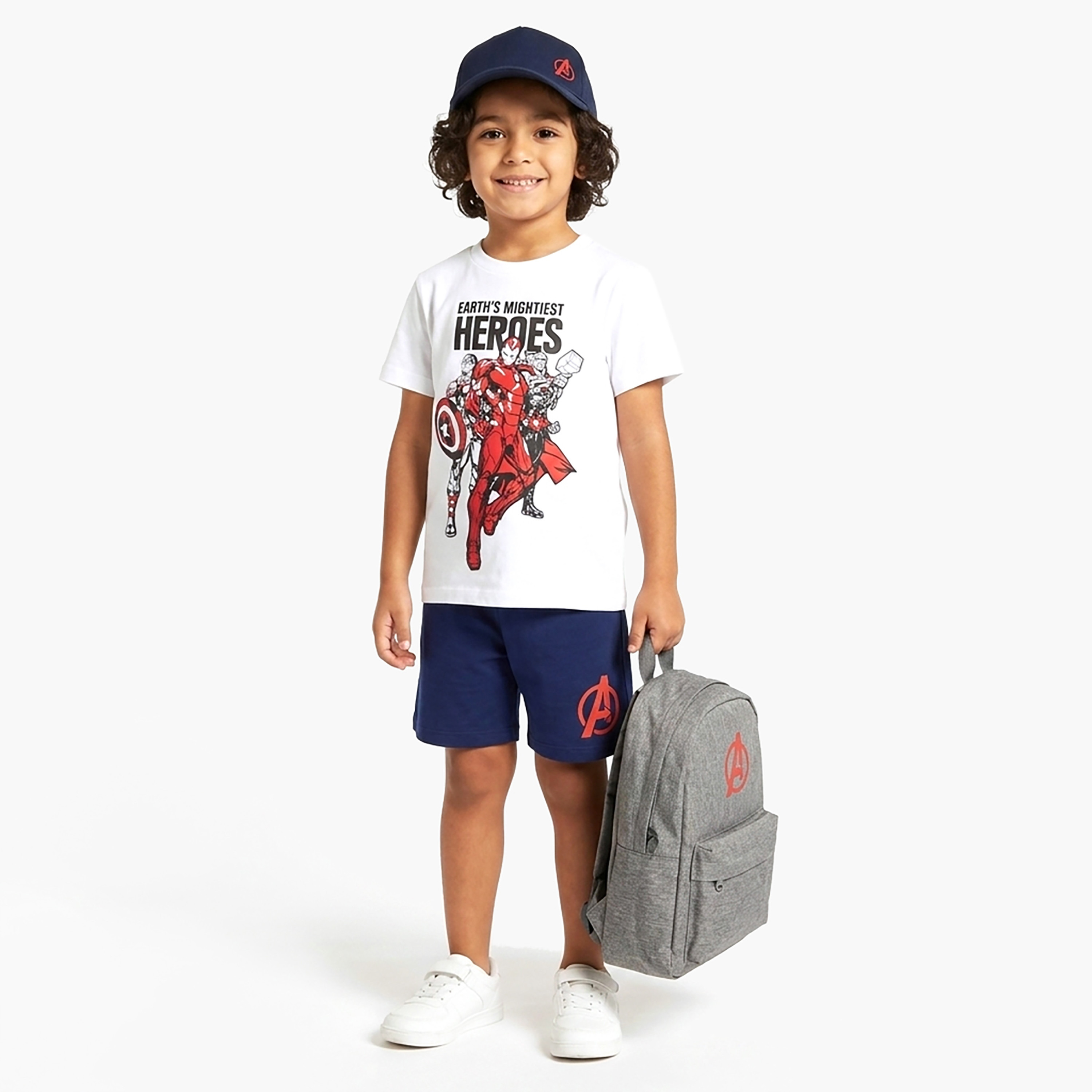 طقم تيشيرت وشورت قطني بطبعة مارفل-boys-clothing-setsandcoords-image-1