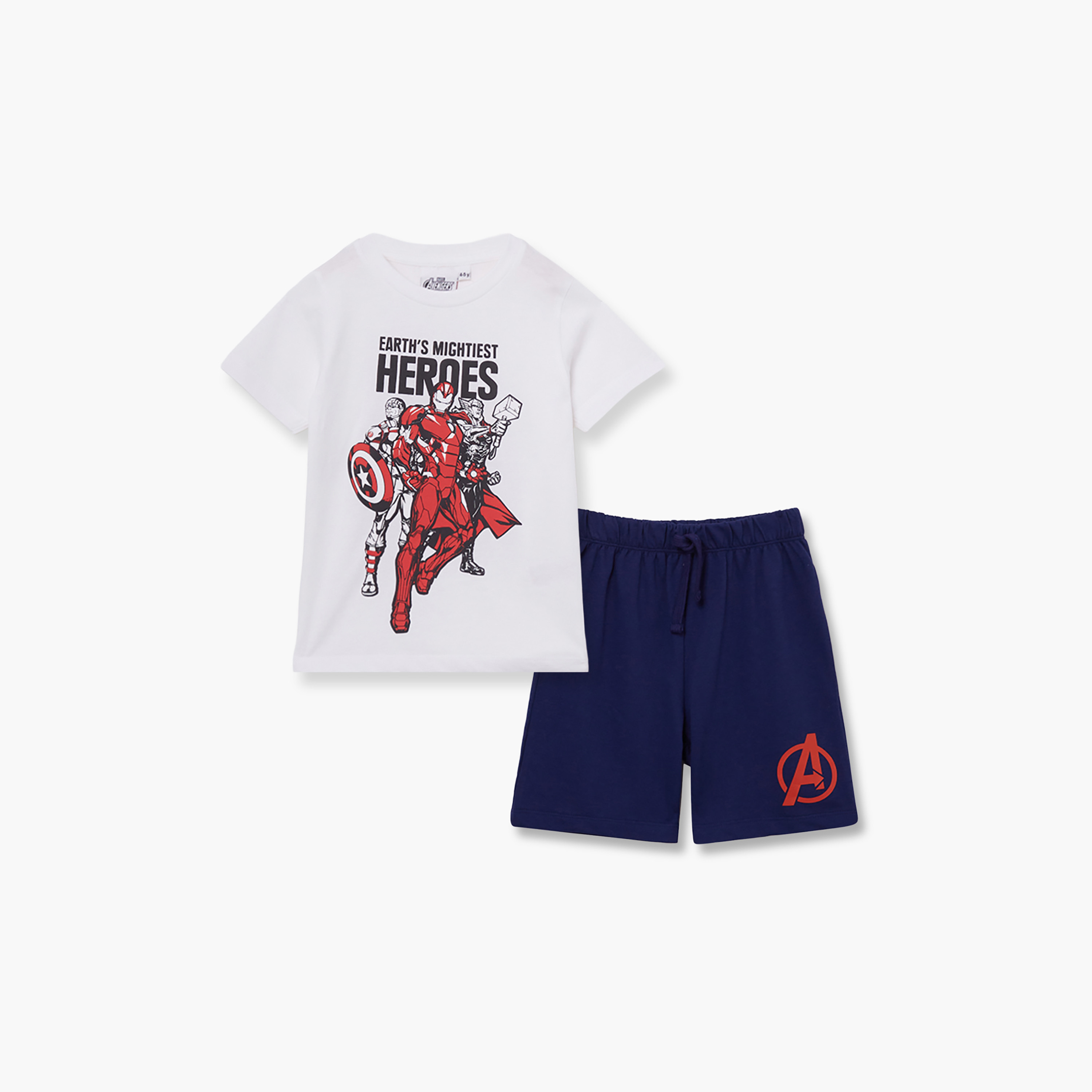 طقم تيشيرت وشورت قطني بطبعة مارفل-boys-clothing-setsandcoords-image-2