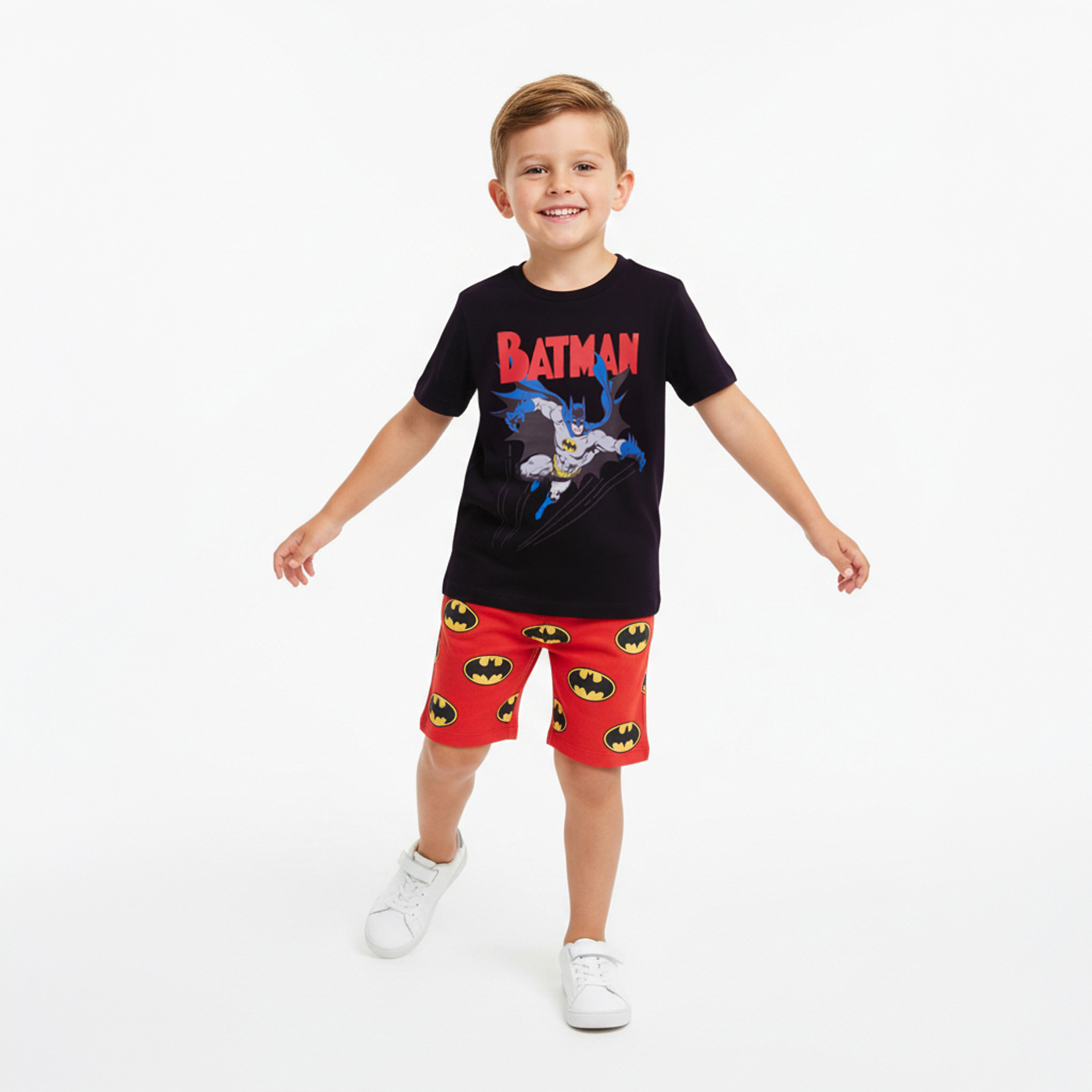 طقم تيشيرت وشورت قطني بطبعة باتمان-boys-clothing-setsandcoords-image-1