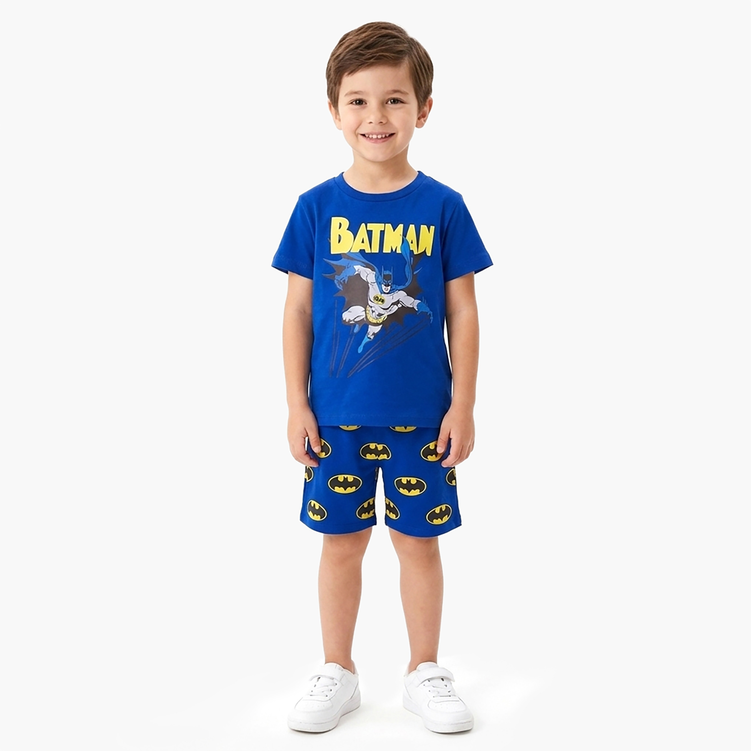 طقم تيشيرت وشورت قطني بطبعة باتمان-boys-clothing-setsandcoords-image-1