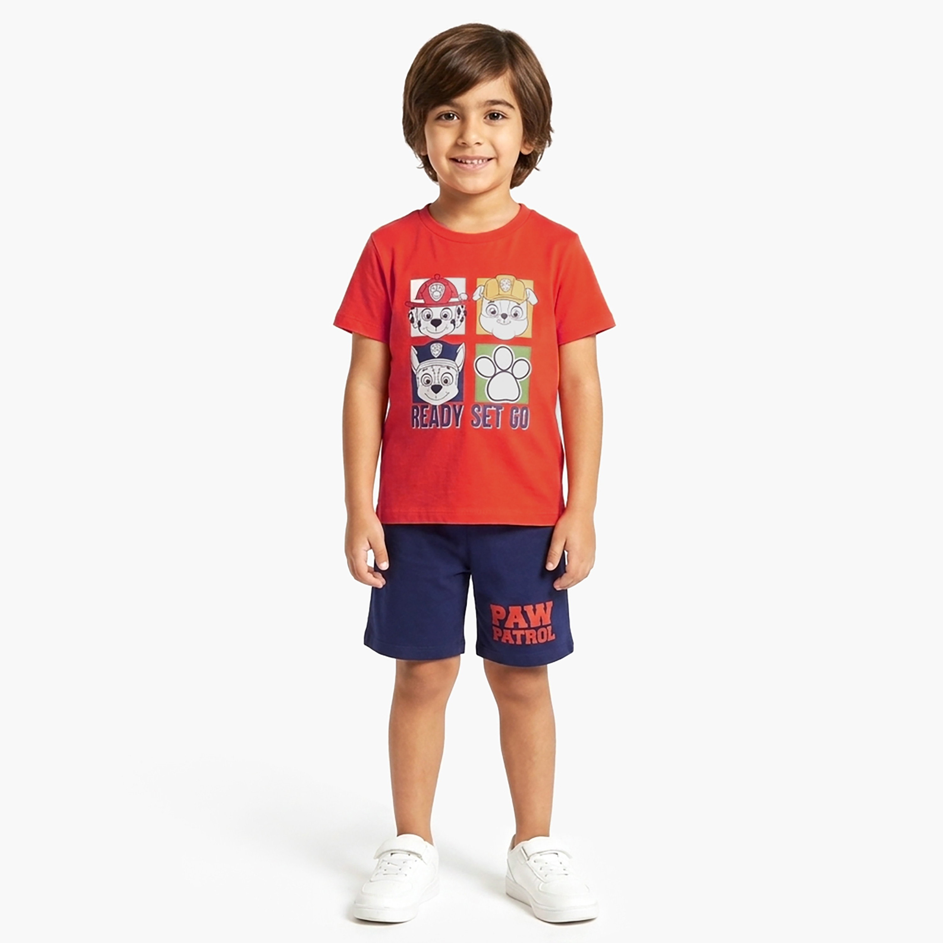 Paw Patrol Printed Cotton T-Shirt & Shorts Set-boys-clothing-setsandcoords-image-1