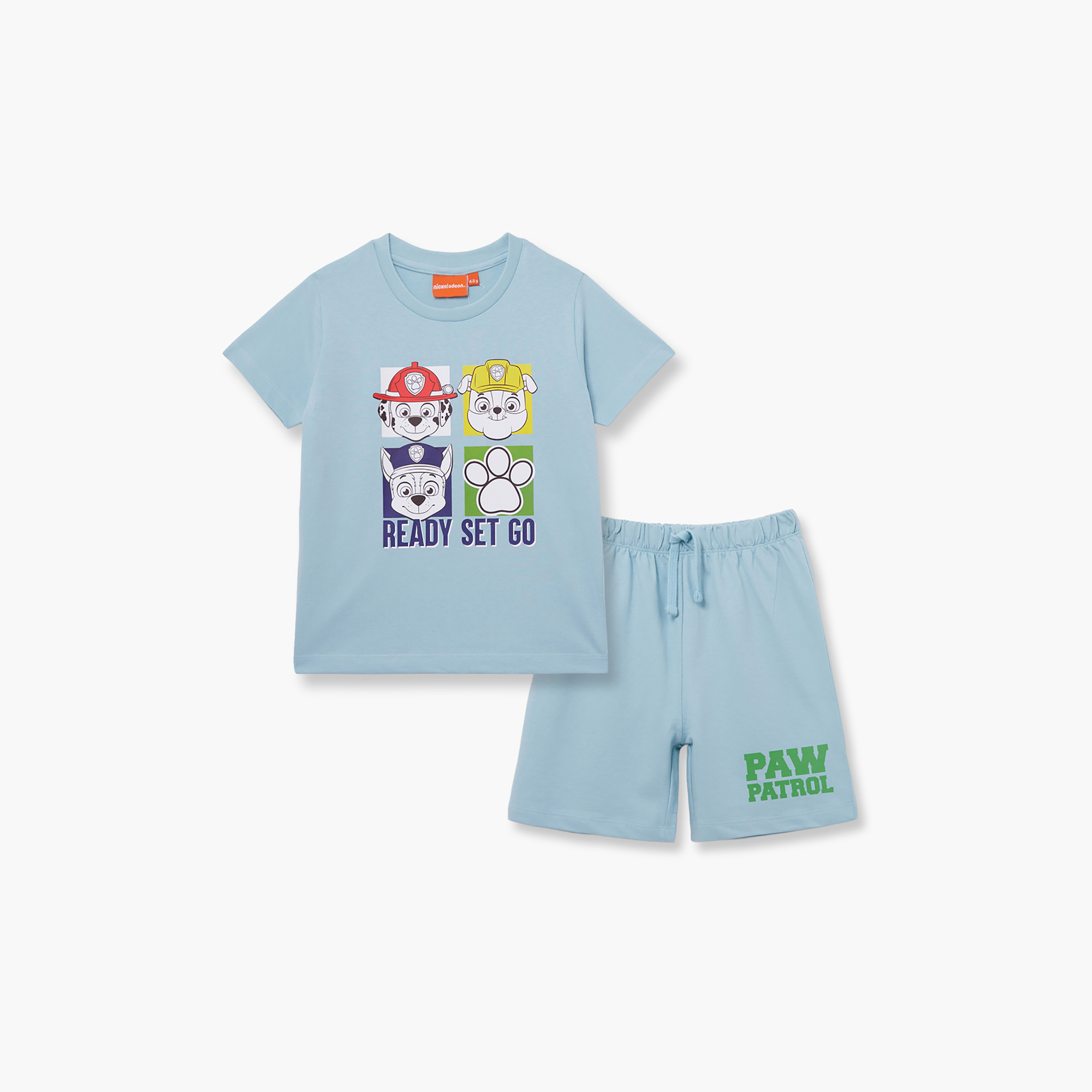 طقم تيشيرت وشورت قطني بطبعة باو باترول-boys-clothing-setsandcoords-image-2