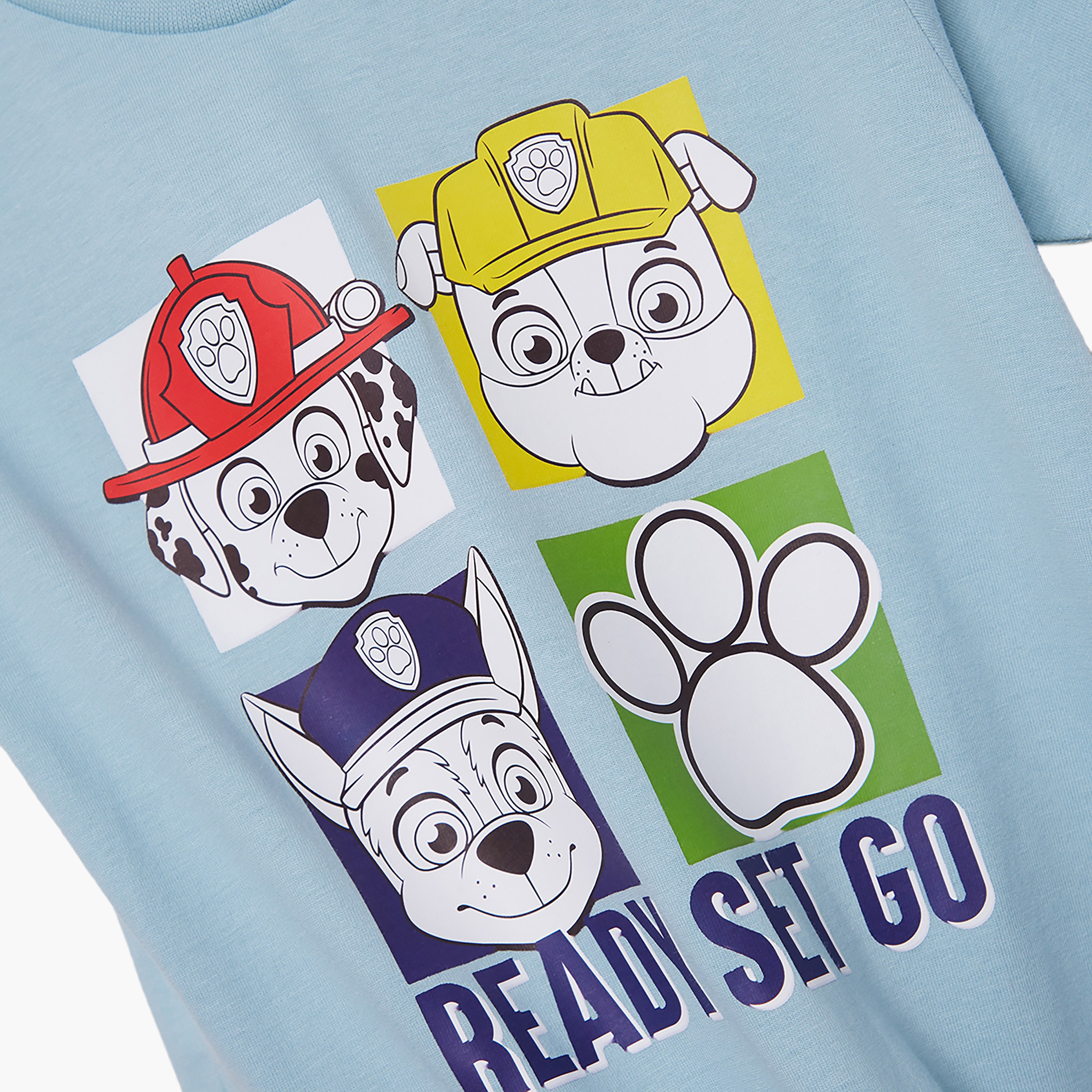 طقم تيشيرت وشورت قطني بطبعة باو باترول-boys-clothing-setsandcoords-image-5