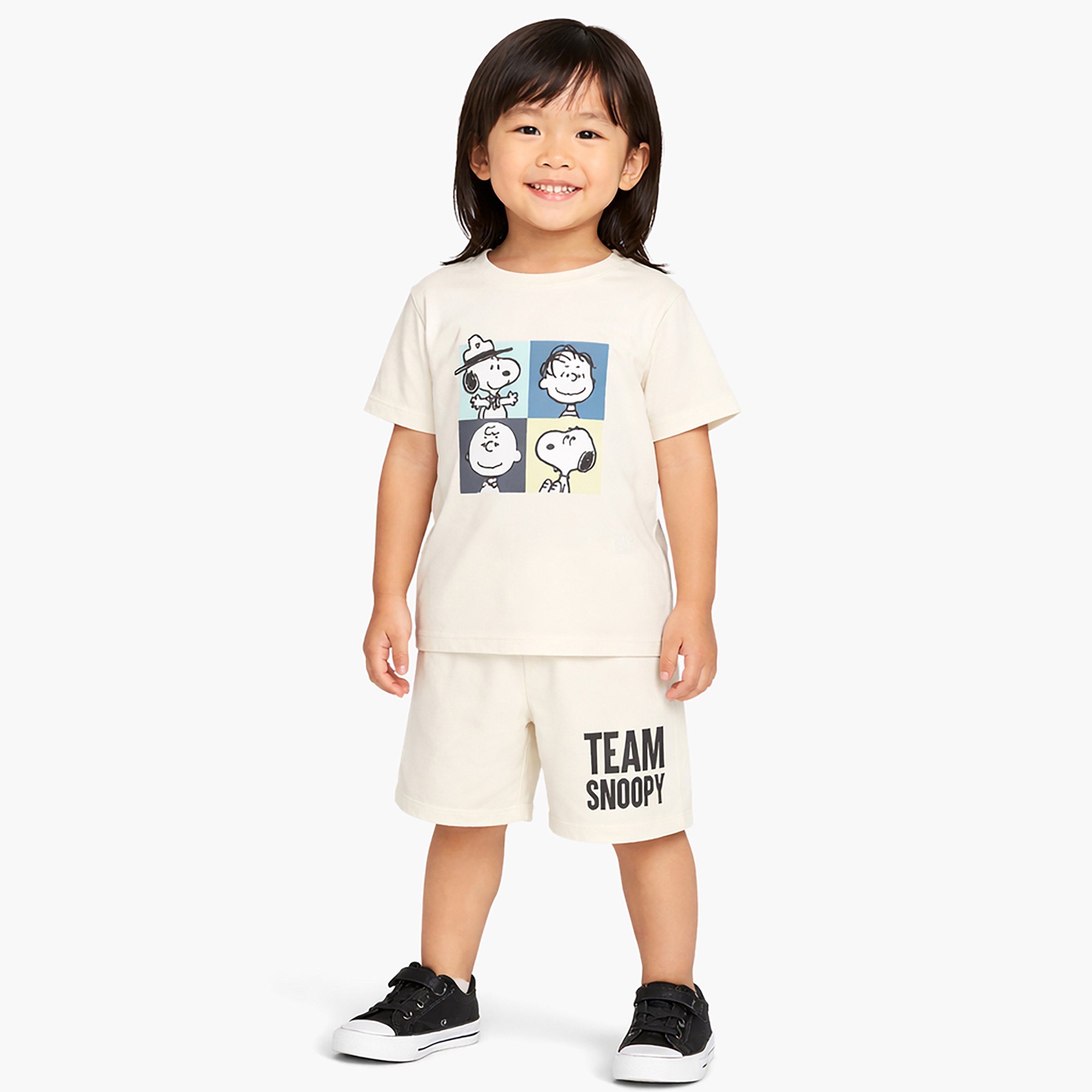 Peanuts Printed Cotton T-Shirt & Shorts Set-boys-clothing-setsandcoords-image-1