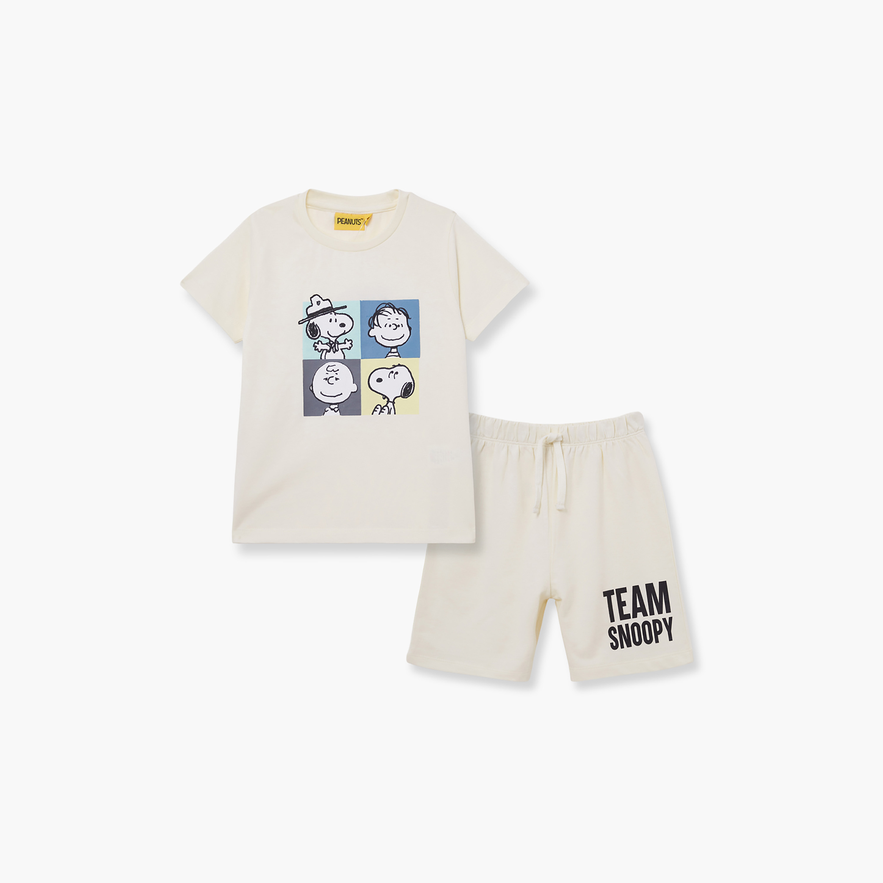 Peanuts Printed Cotton T-Shirt & Shorts Set-boys-clothing-setsandcoords-image-2
