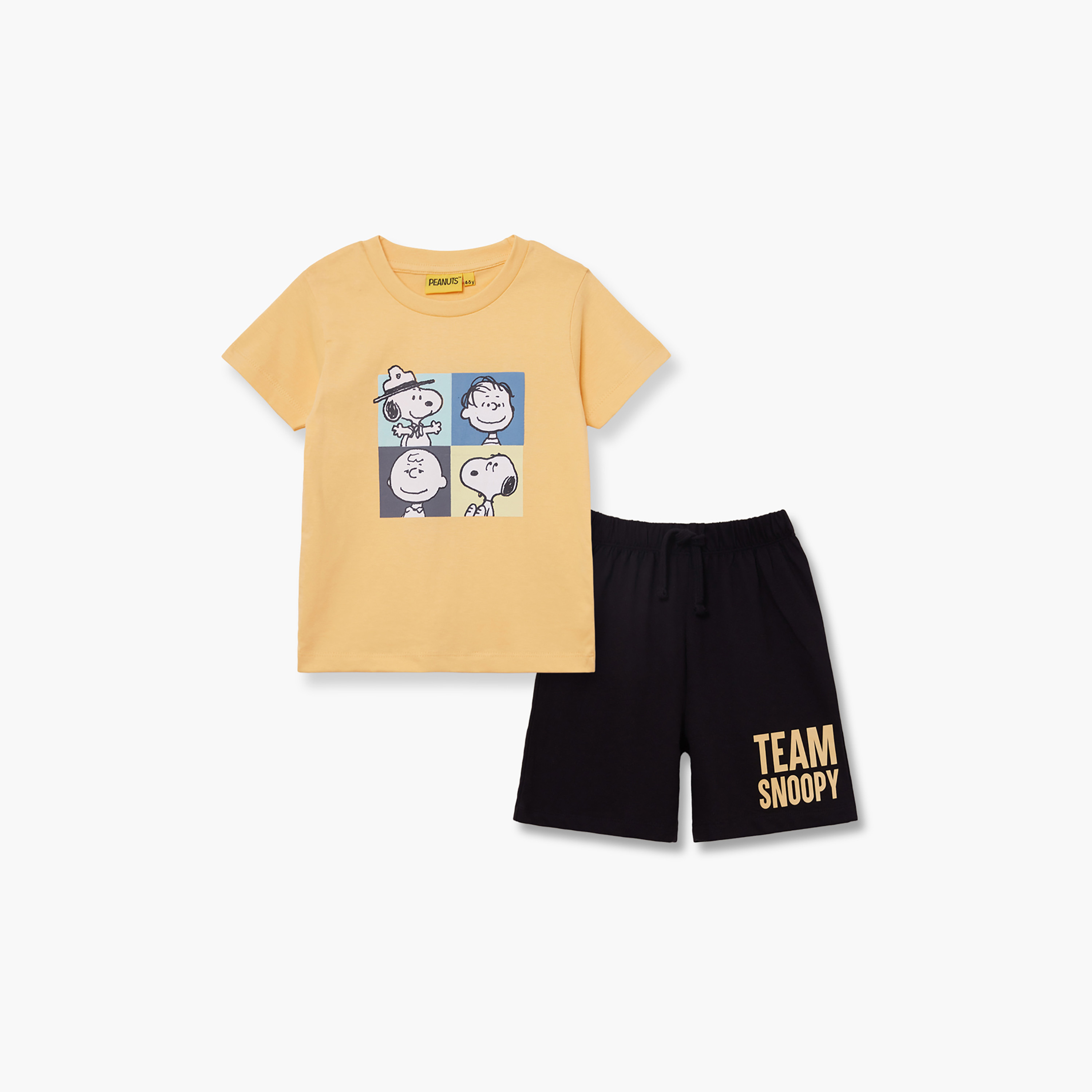 طقم تيشيرت وشورت قطني بطبعة بيناتس-boys-clothing-setsandcoords-image-2