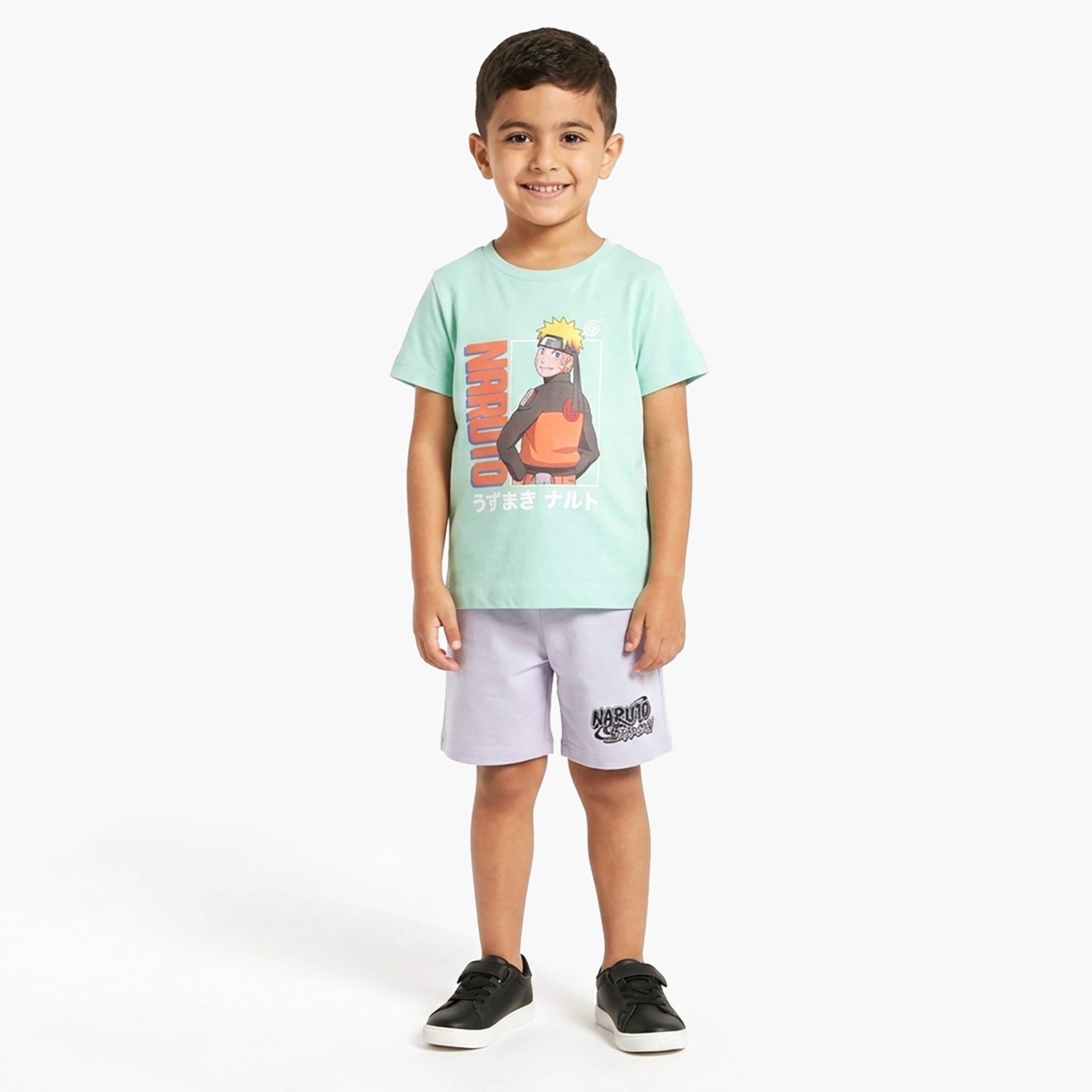 Naruto Printed Cotton T-Shirt & Shorts Set-boys-clothing-setsandcoords-image-1