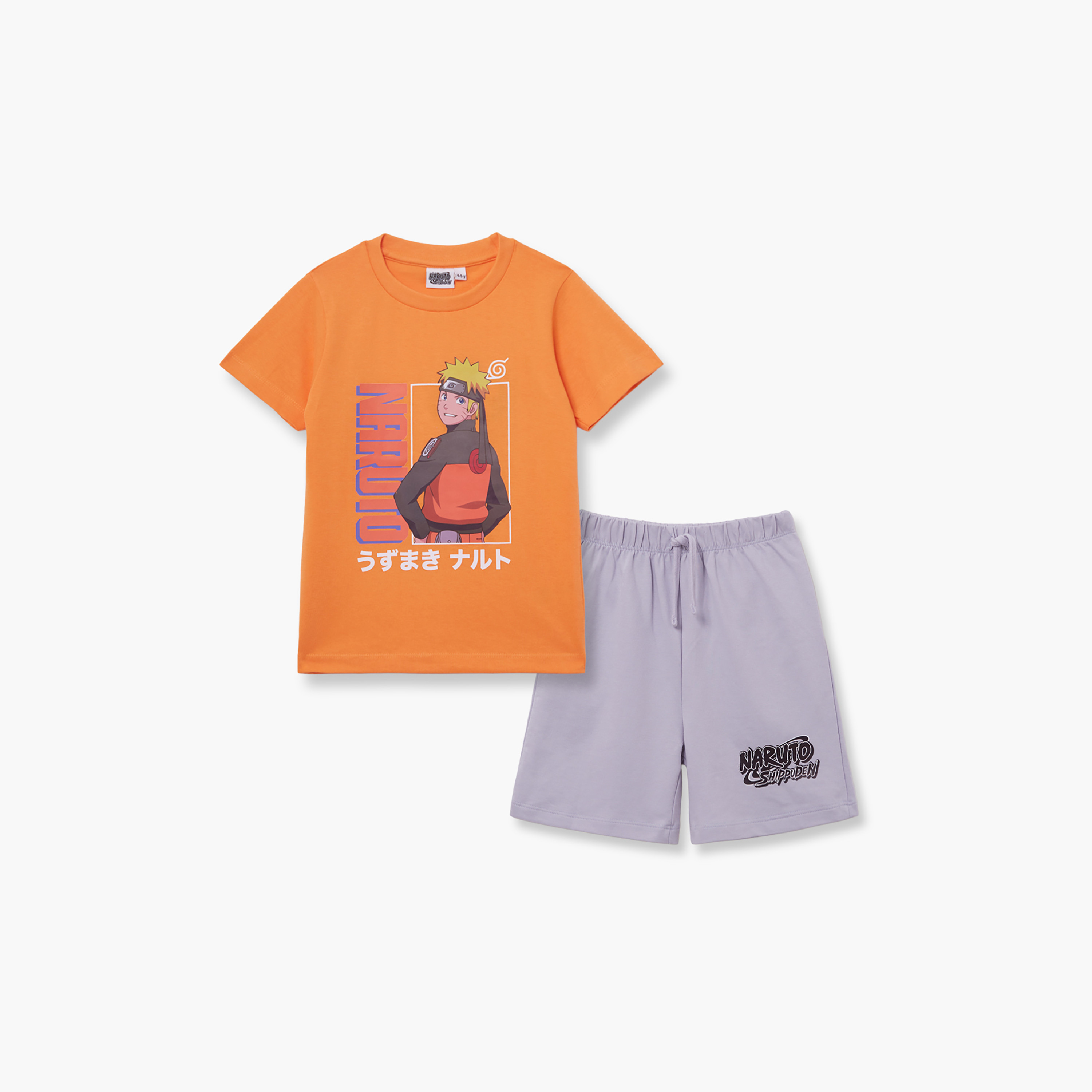 Naruto Printed Cotton T-Shirt & Shorts Set-boys-clothing-setsandcoords-image-2