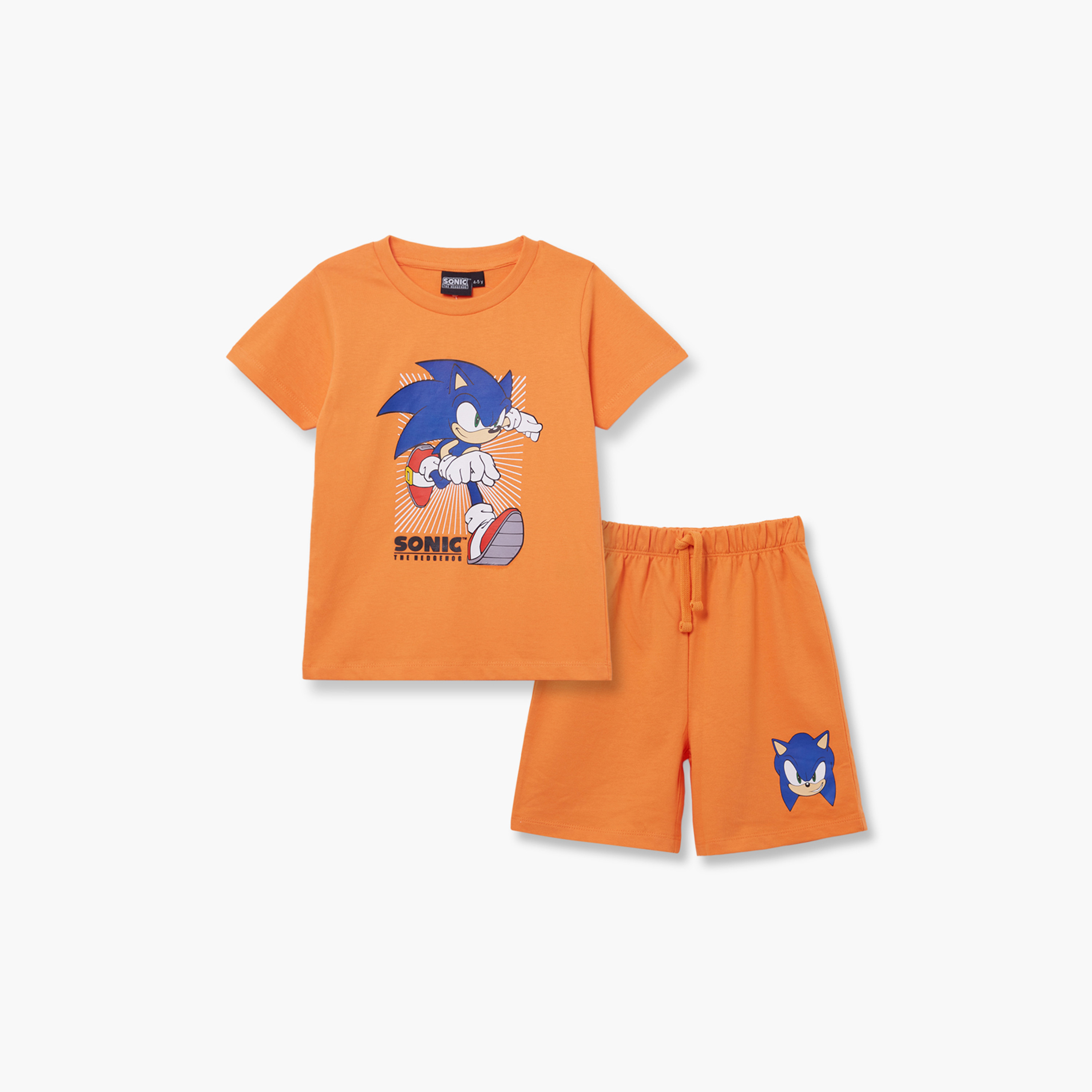 طقم تيشيرت وشورت قطني بطبعة سونيك-boys-clothing-setsandcoords-image-2