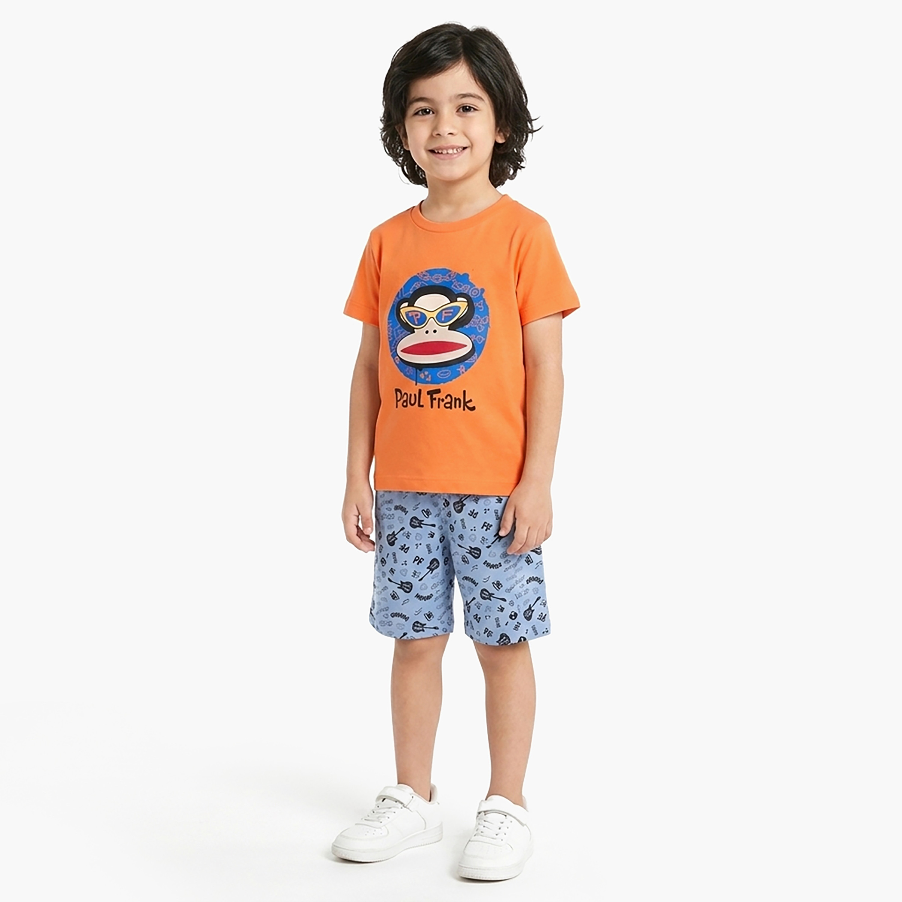 طقم تيشيرت وشورت قطني بطبعة بول فرانك-boys-clothing-setsandcoords-image-1