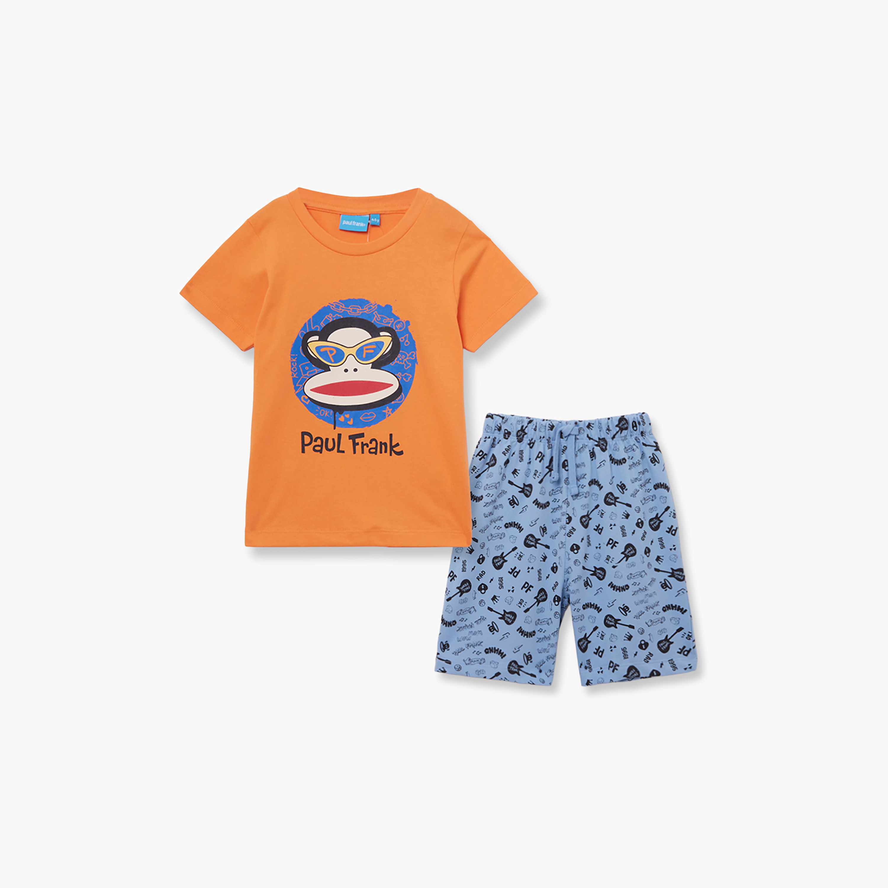 طقم تيشيرت وشورت قطني بطبعة بول فرانك-boys-clothing-setsandcoords-image-2
