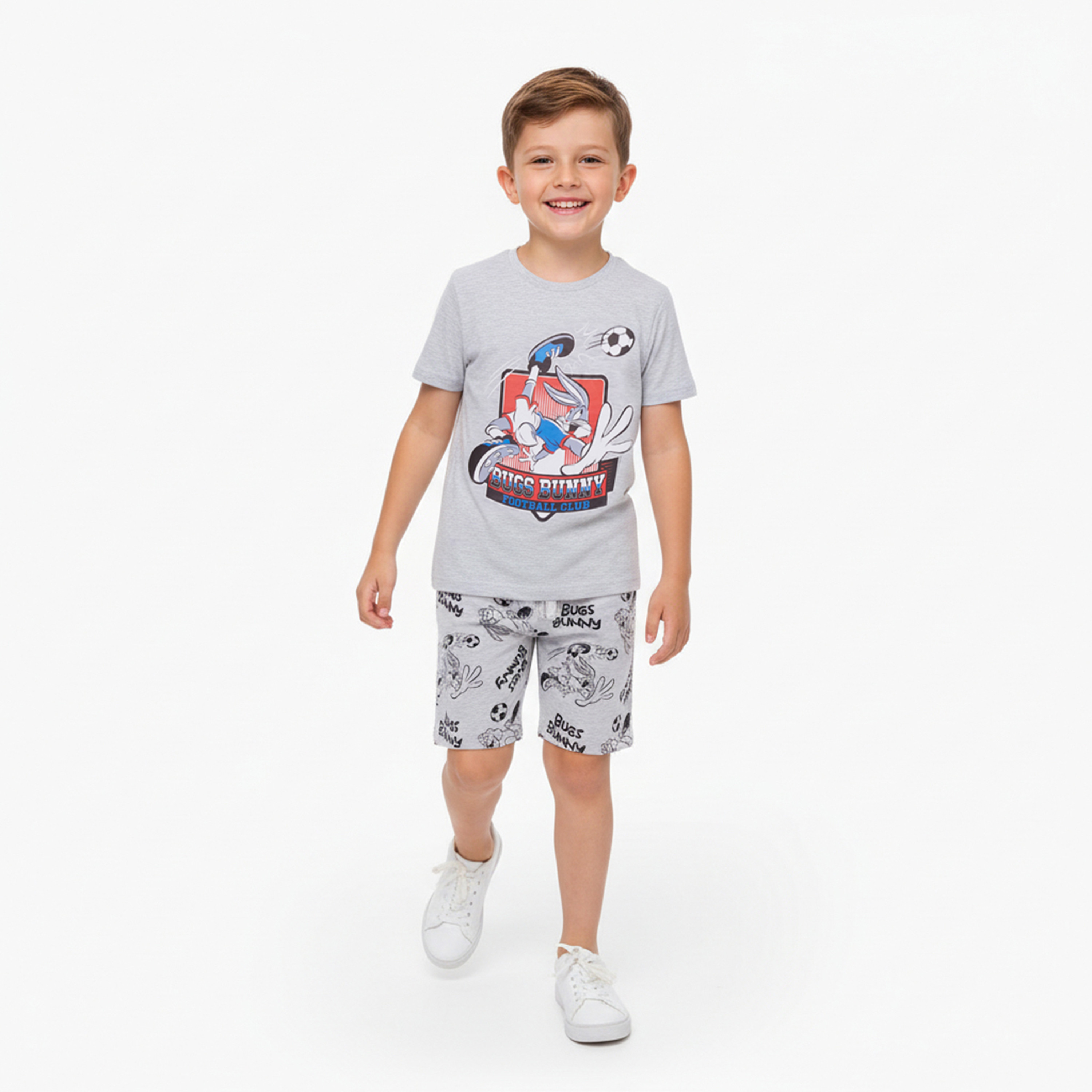 Bugs Bunny Printed Cotton T-Shirt & Shorts Set-boys-clothing-setsandcoords-image-1