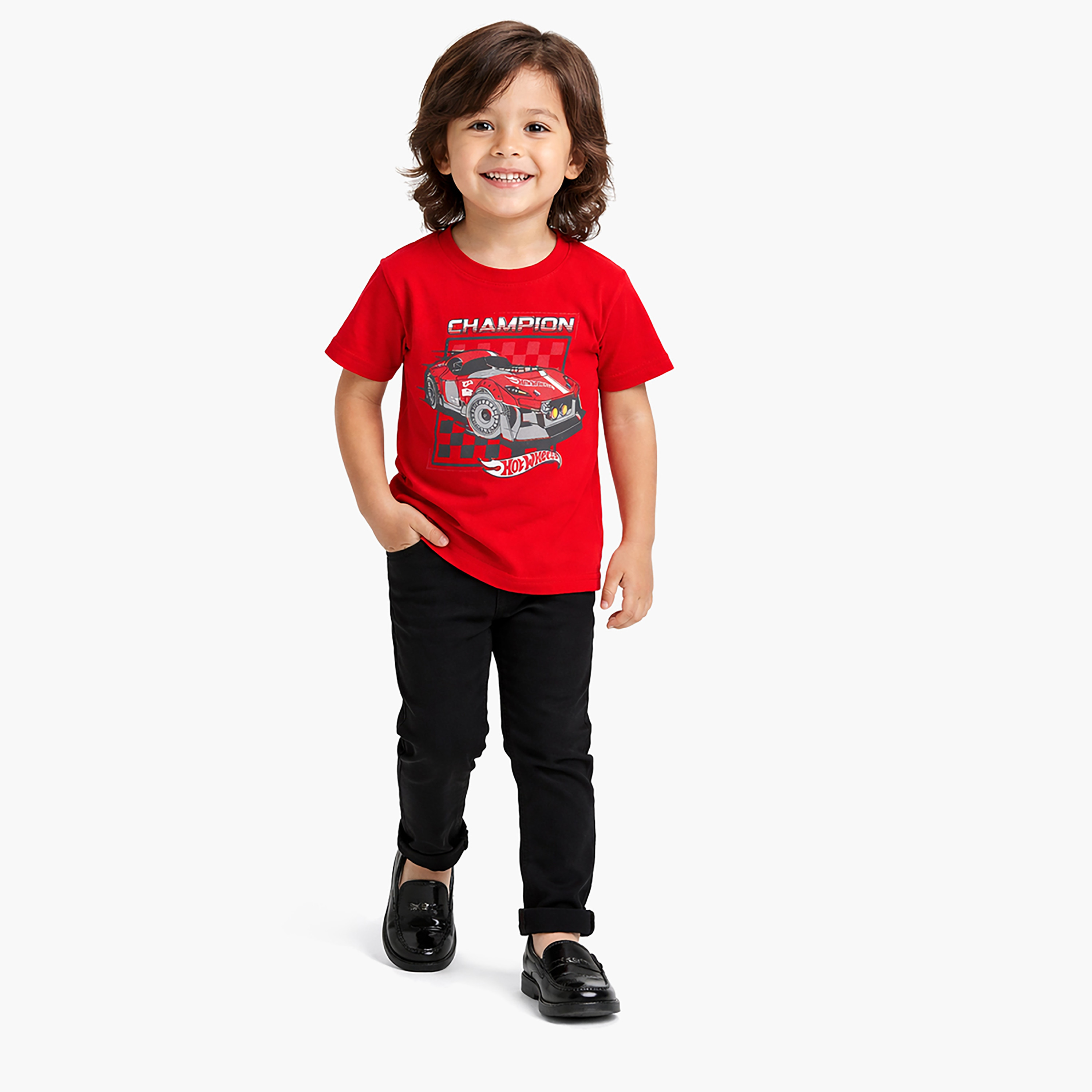 تي شيرت بأكمام قصيرة ورقبة دائرية بطبعة هوت ويلز-boys-clothing-tshirtsandpolos-image-1