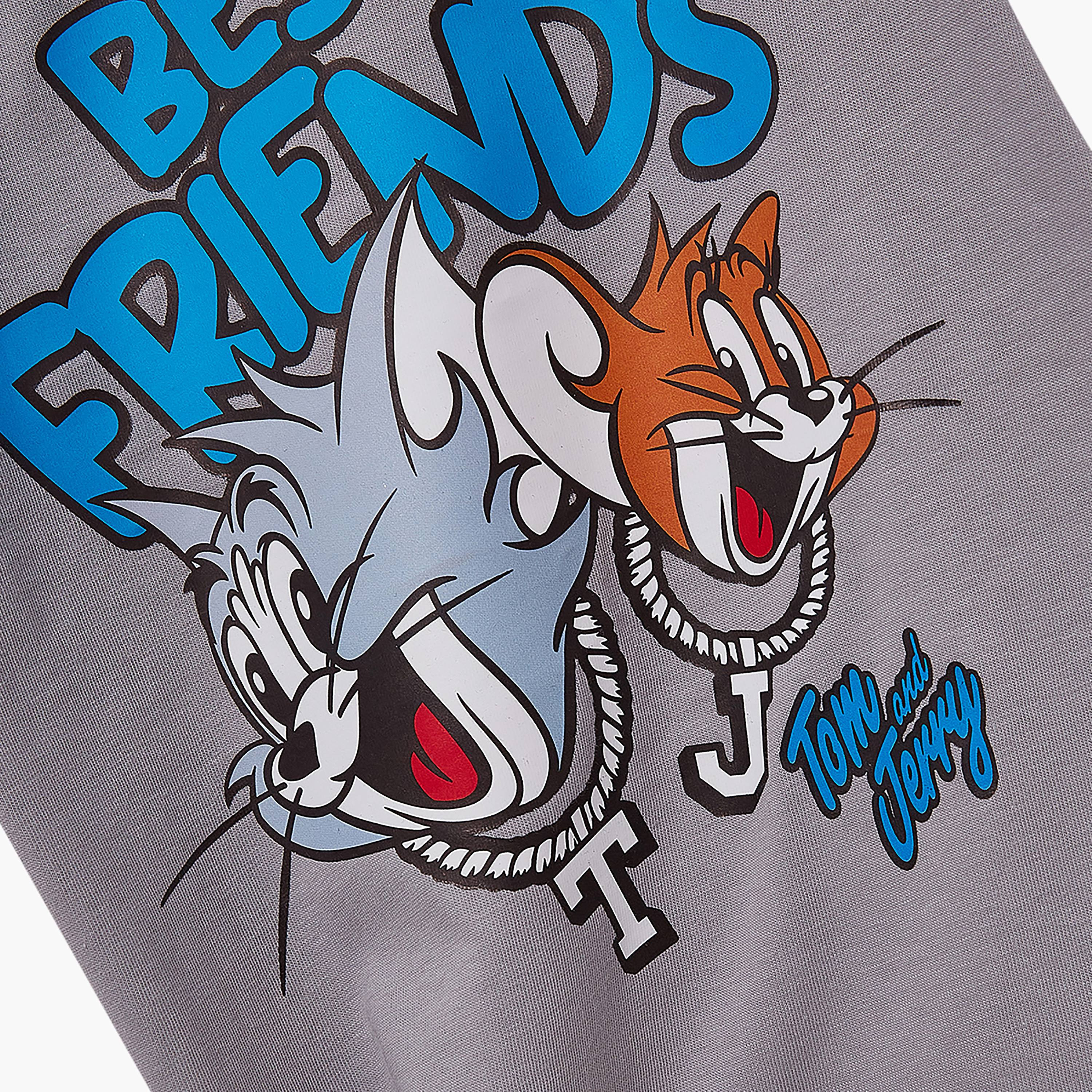 Tom & Jerry Printed Short Sleeves Round Neck T-Shirt-boys-clothing-tshirtsandpolos-image-5