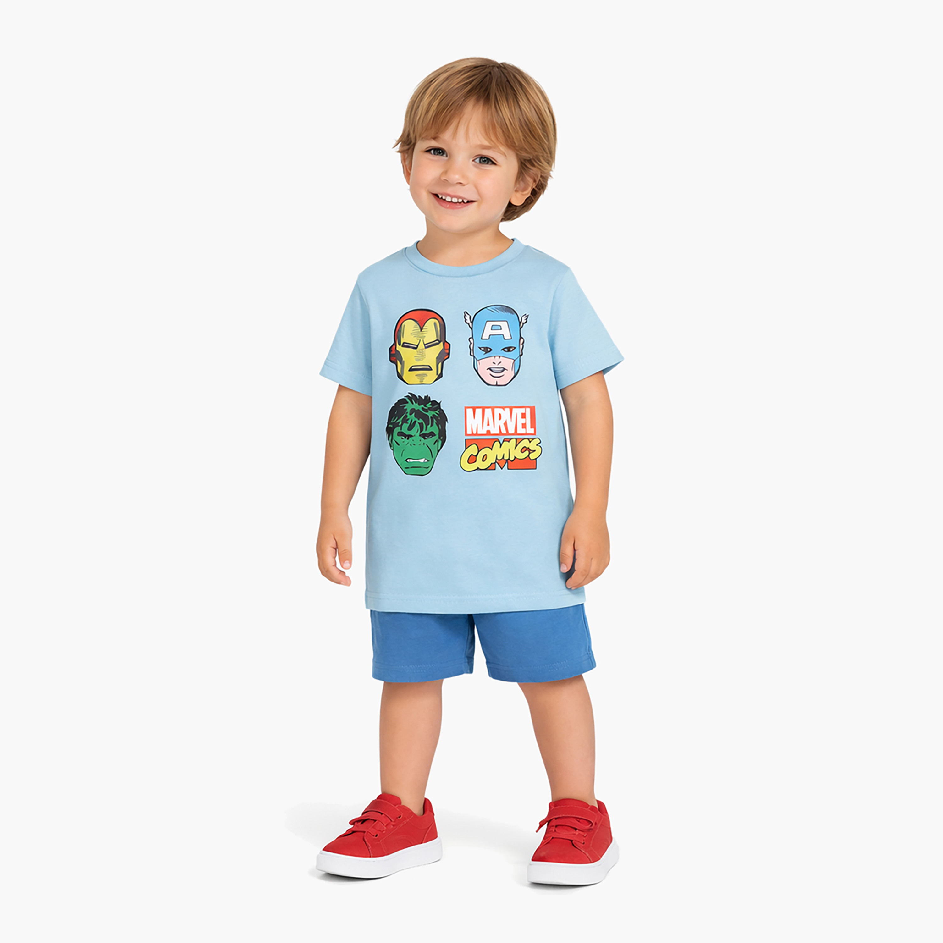 Marvel Heros Printed Short Sleeves Round Neck T-Shirt-boys-clothing-tshirtsandpolos-image-1