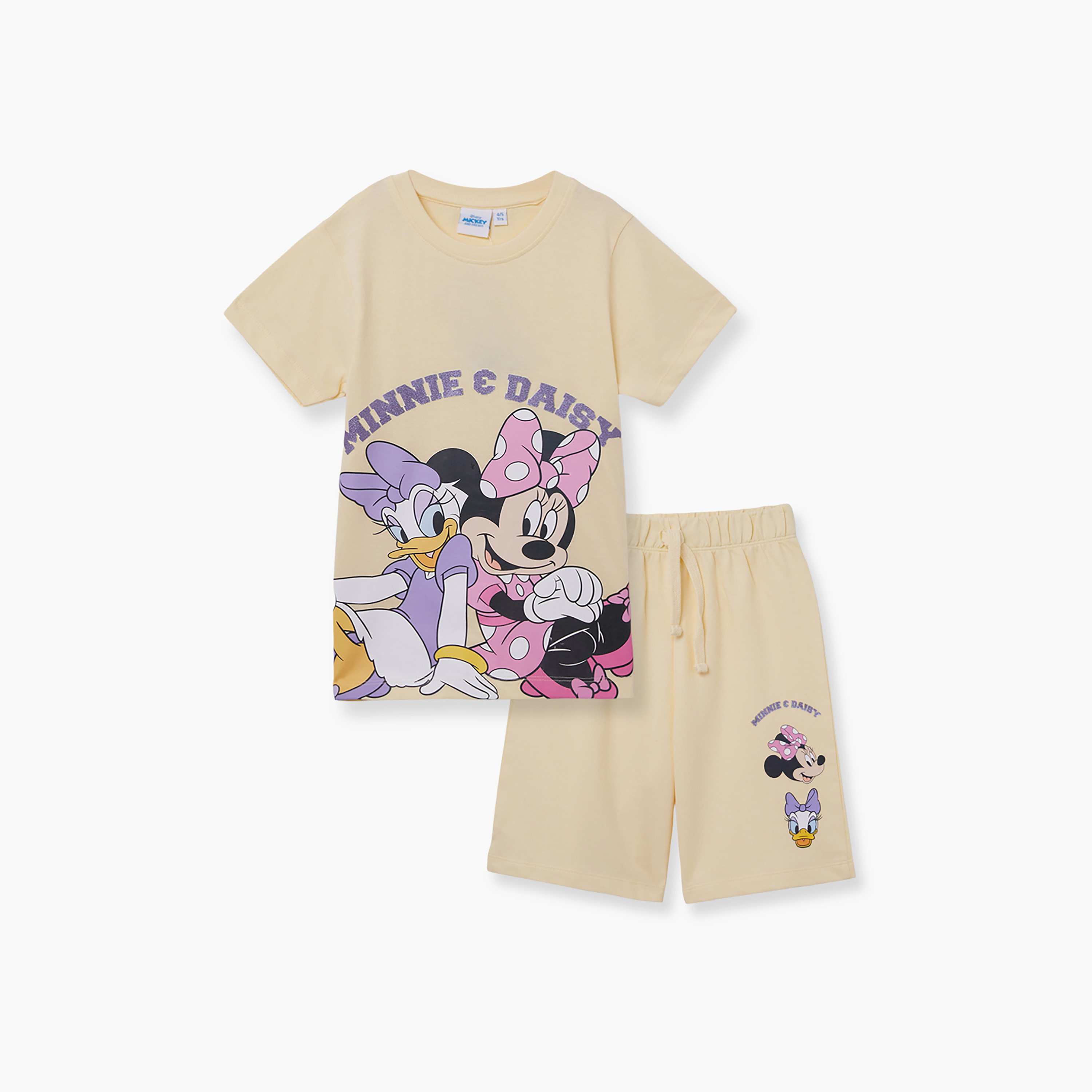 Minnie Mouse Printed Cotton T-Shirt & Shorts Set-girls-clothing-setsandcoords-image-2