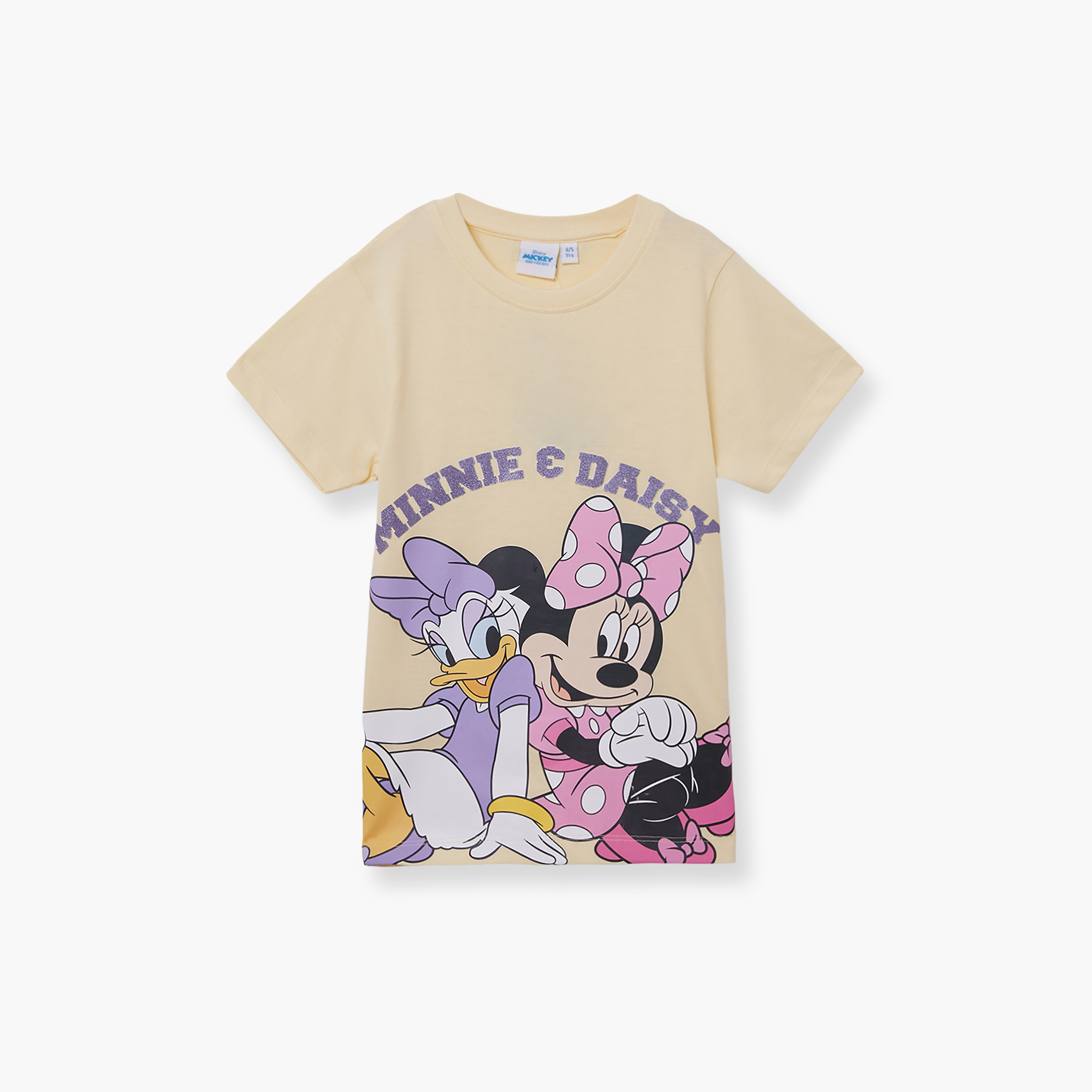 Minnie Mouse Printed Cotton T-Shirt & Shorts Set-girls-clothing-setsandcoords-image-3