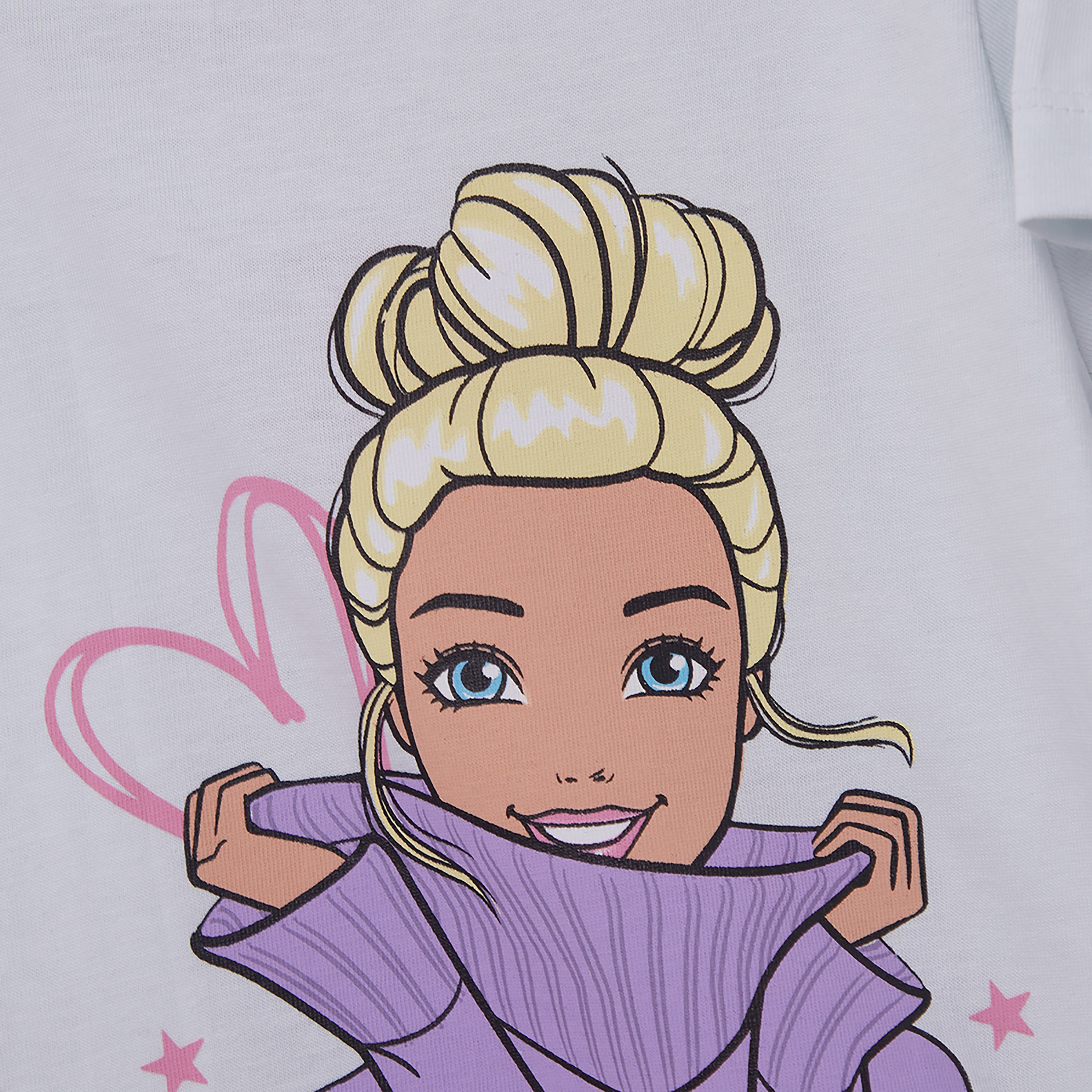 طقم تيشيرت وشورت قطني بطبعة باربي-girls-clothing-setsandcoords-image-6