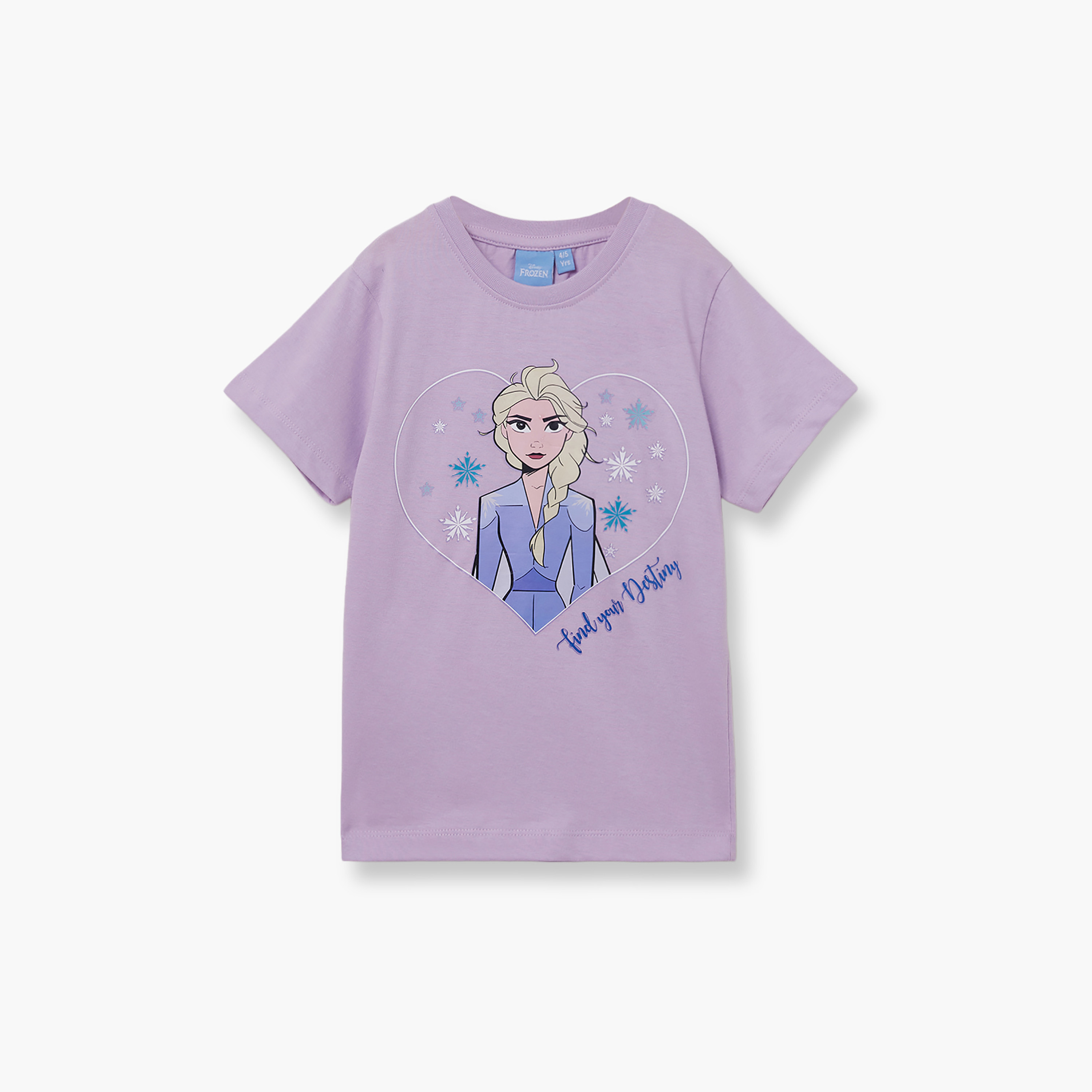 Frozen Printed Cotton T-Shirt & Shorts Set-girls-clothing-setsandcoords-image-3