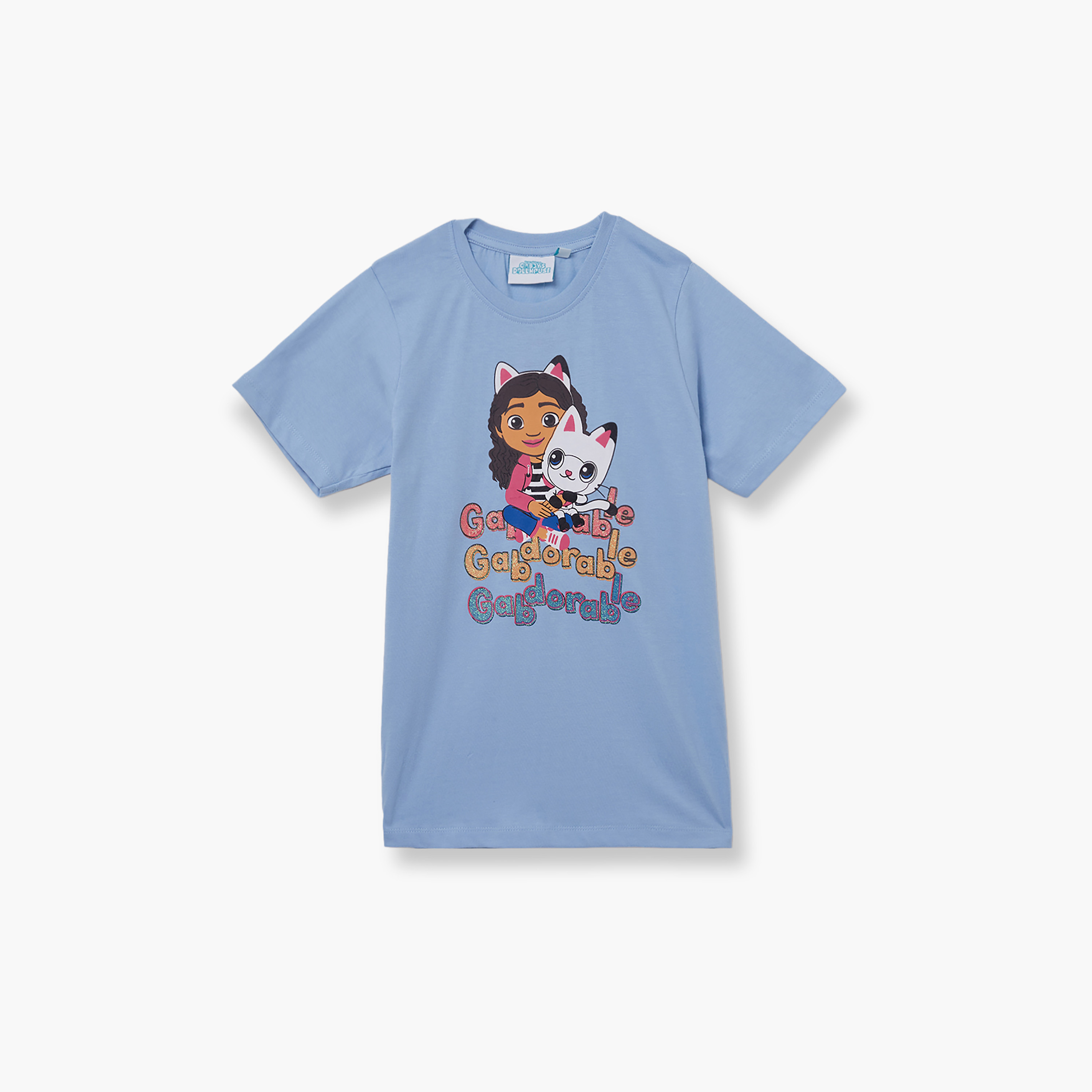 طقم تيشيرت وشورت قطني بطبعة غابيز دول هاوس-girls-clothing-setsandcoords-image-5