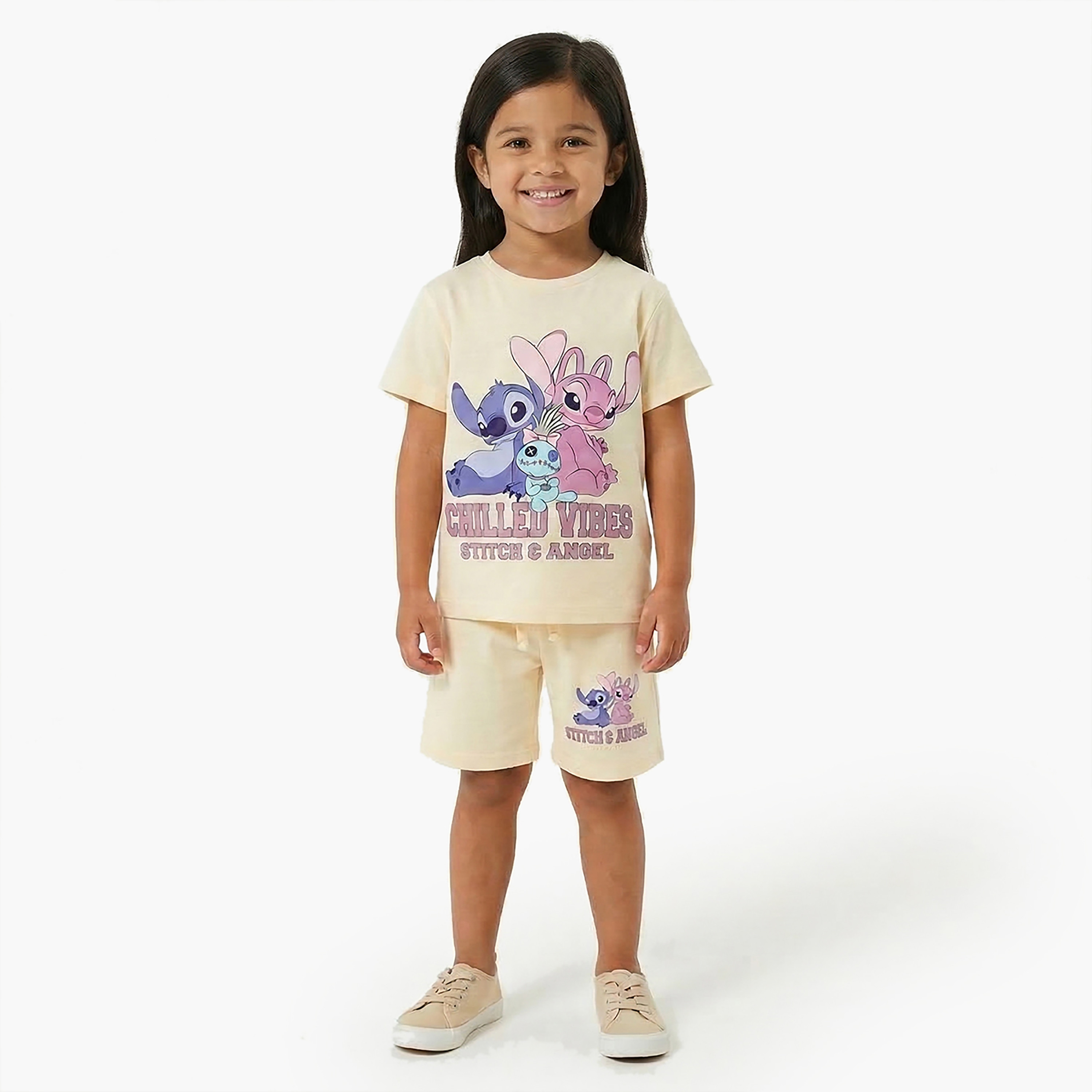 Pineapple Dance Printed Cotton T-Shirt & Shorts Set-girls-clothing-setsandcoords-image-1