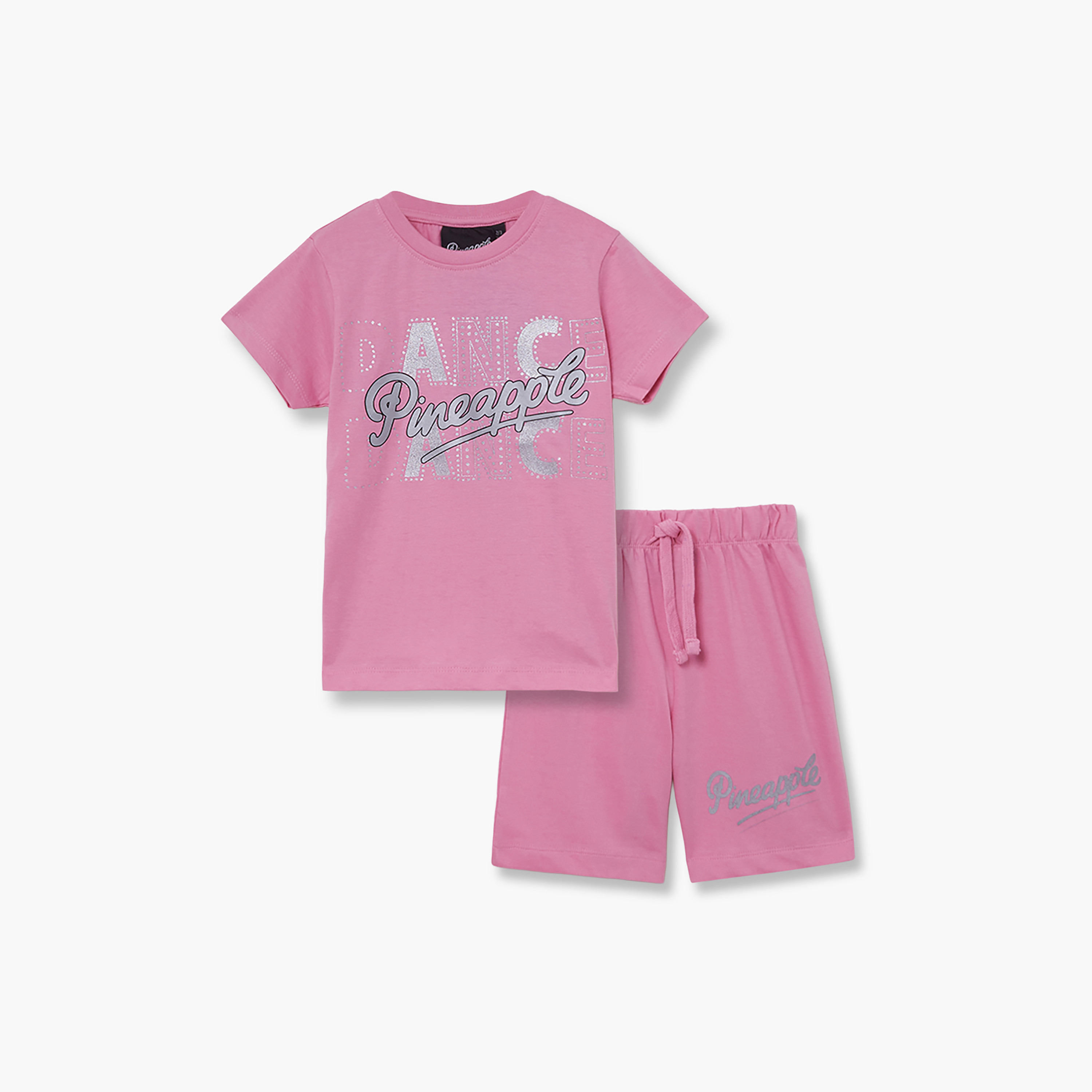 طقم تيشيرت وشورت قطني بطبعة باين أبل دانس-girls-clothing-setsandcoords-image-2