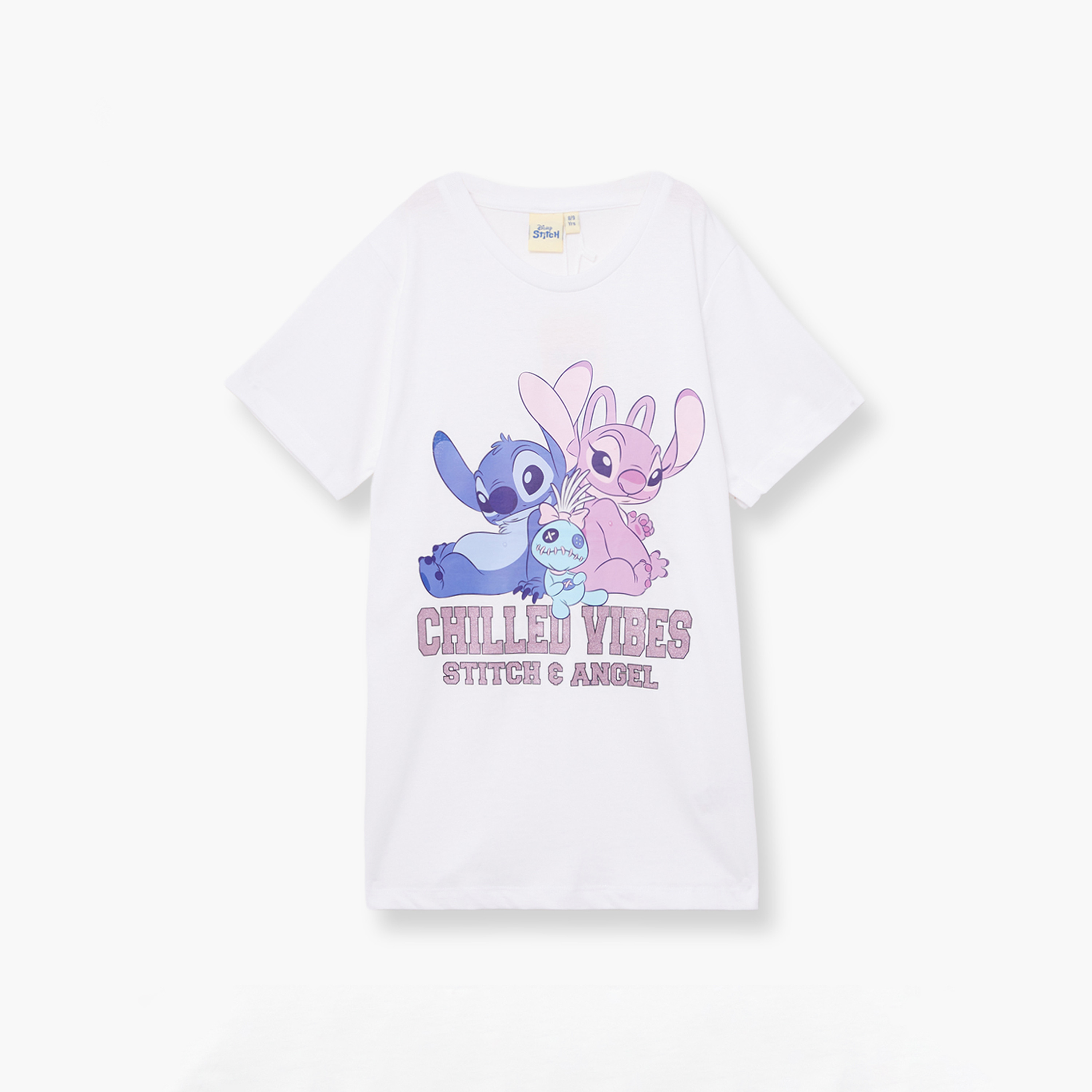 Lilo & Stitch Printed Cotton T-Shirt & Shorts Set-girls-clothing-setsandcoords-image-3