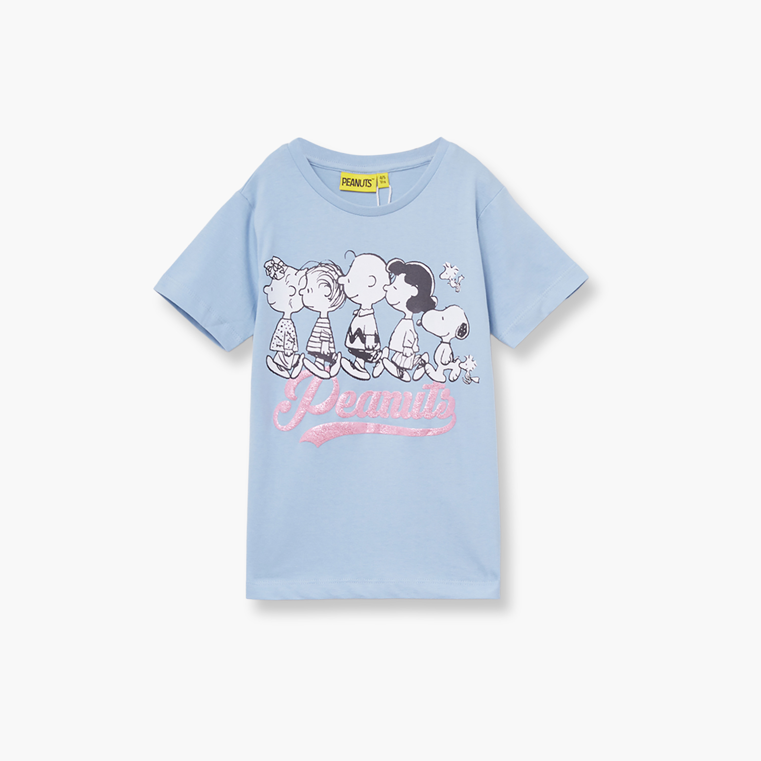 Peanuts Printed Cotton T-Shirt & Shorts Set-girls-clothing-setsandcoords-image-3